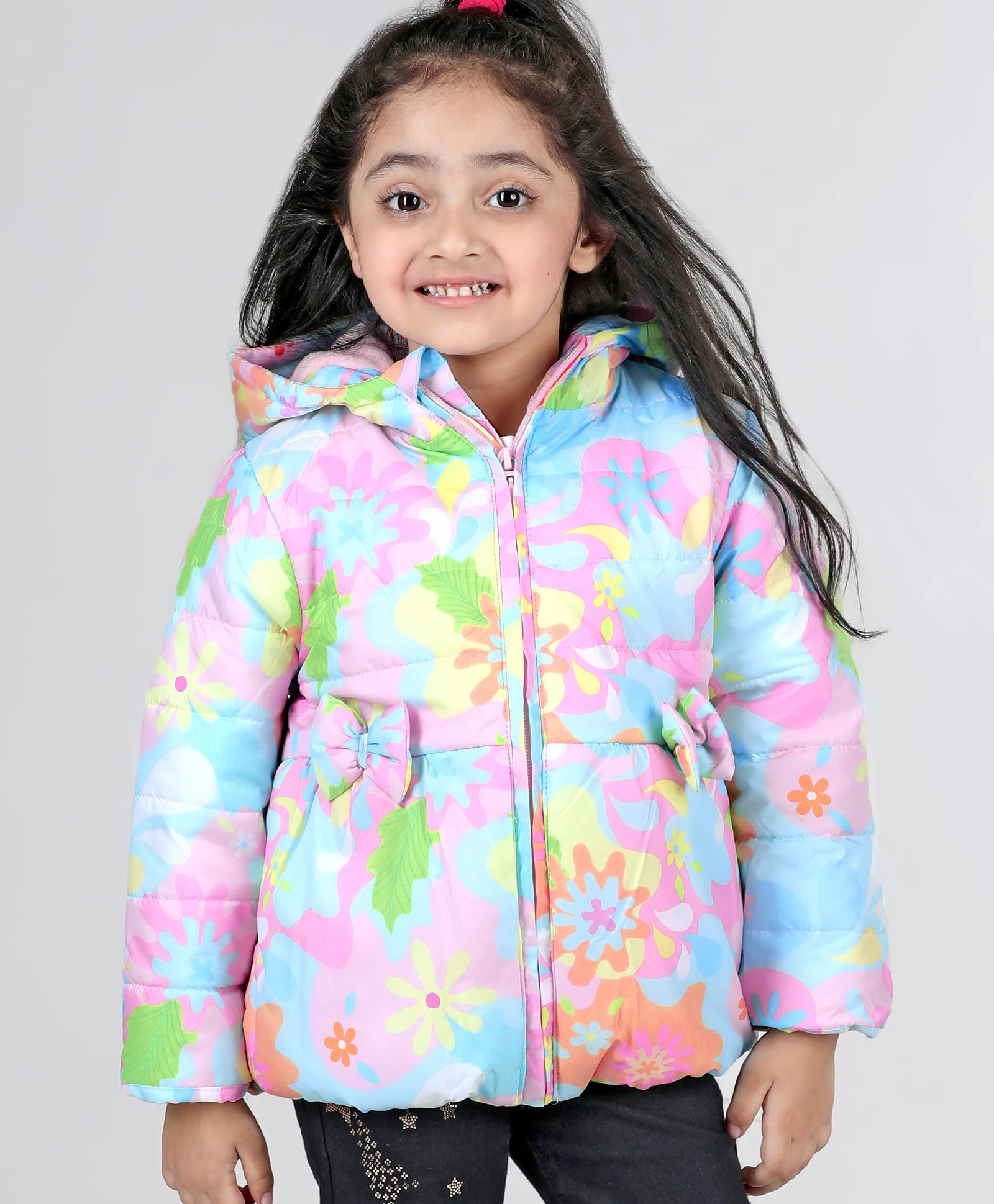 Babyhug Full Sleeve Hooded  Jacket with Floral Print - Multicolour-image-26