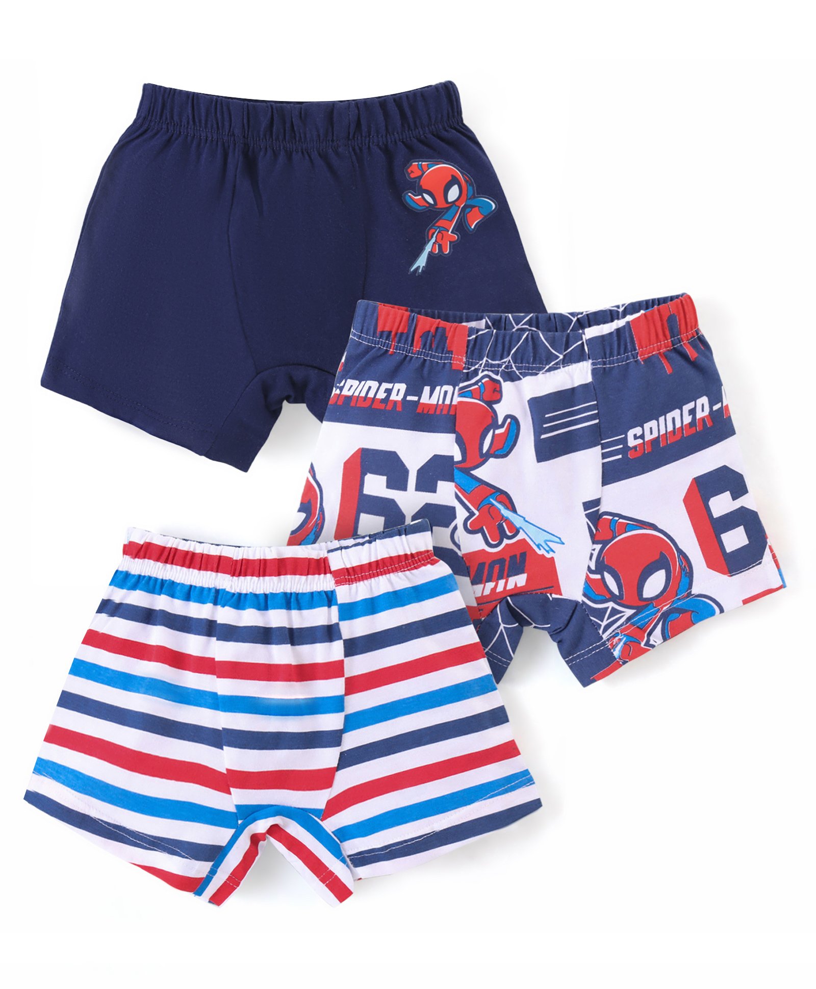 Babyhug Marvel Cotton Knit Briefs with Spider Man Graphics Pack of 3 - Multicolour-image-48