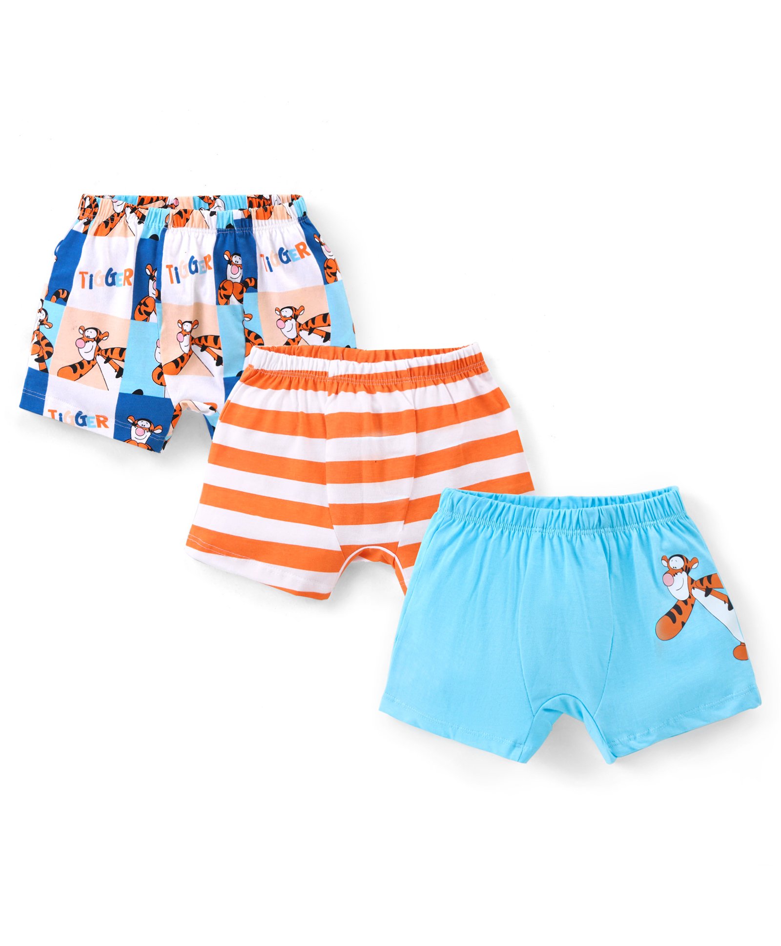 Babyhug Disney Cotton Knit Striped & Winnie Pooh Printed Boxers Pack of 3 - Multicolour-image-11