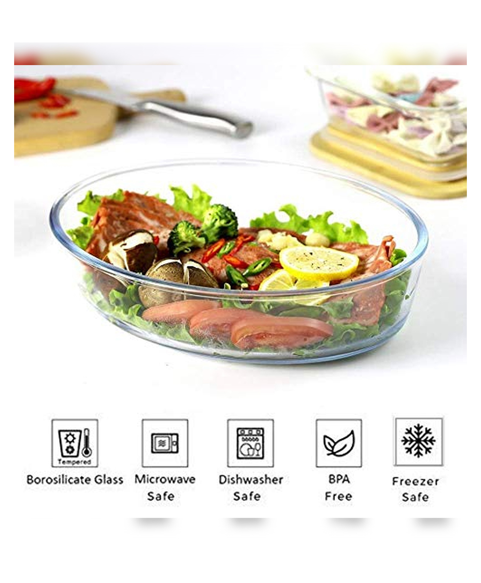 Femora Borosilicate Glass Oval Baking Dish - 1600 ml-image-5