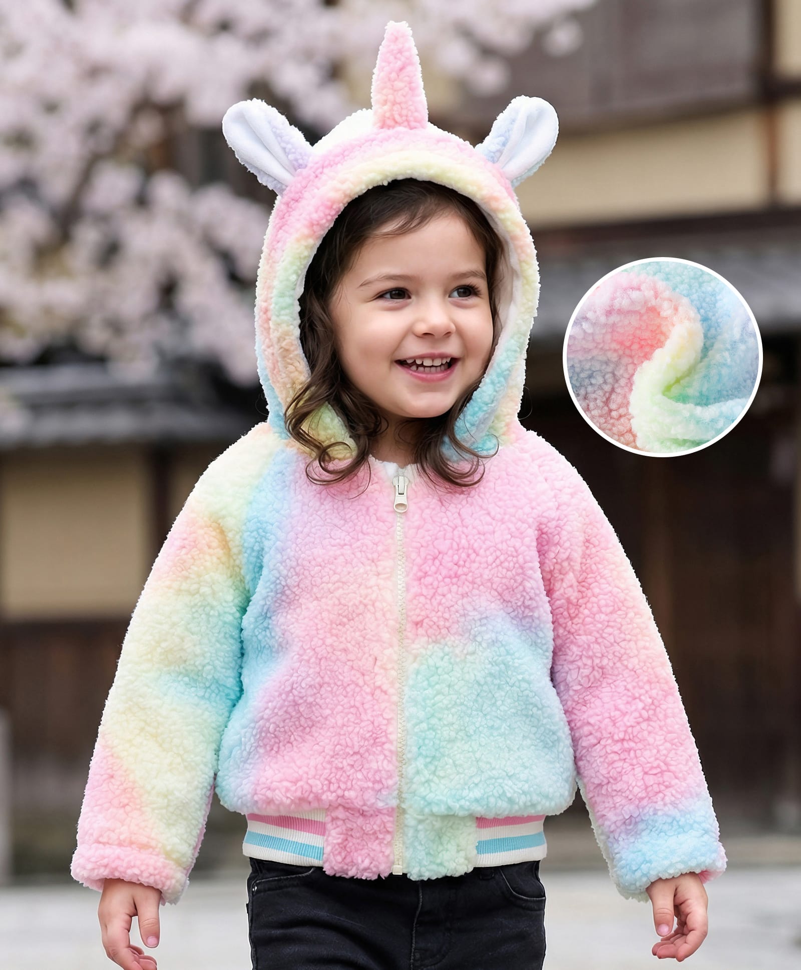 Kookie Kids Full Sleeves Hoodie  With Unicorn Ears & Thorn Applique- Multicolour-image-11