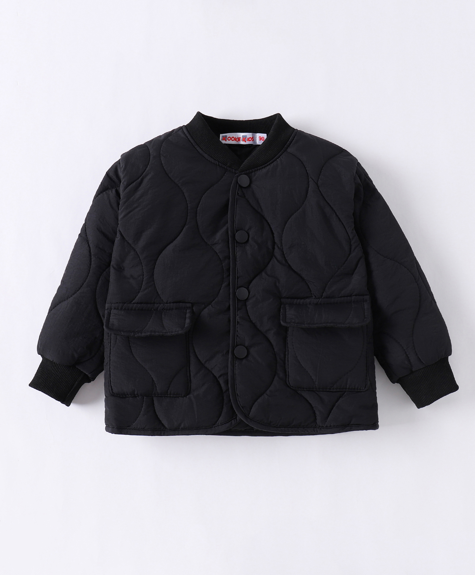Kookie Kids Full Sleeves Padded Jacket with Pockets - Black-image-19