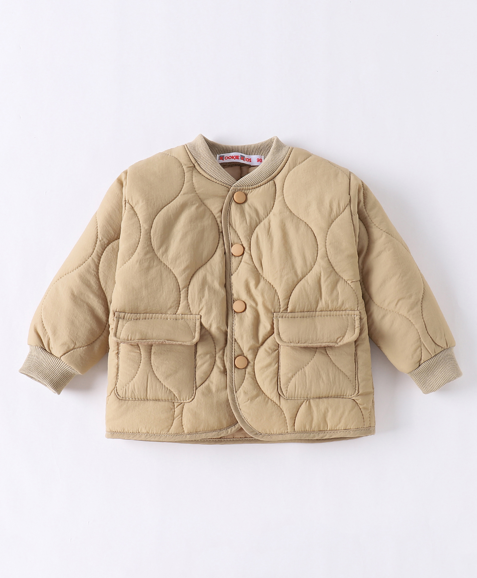 Kookie Kids Full Sleeves Padded Jacket with Pockets - Khaki-picture-12