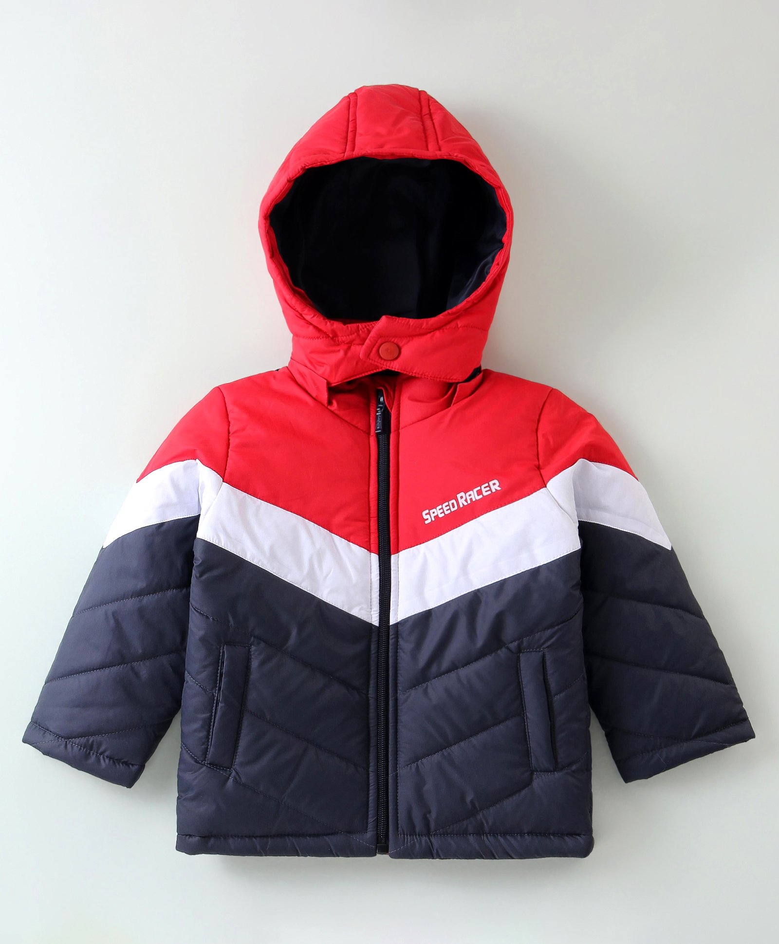 Babyhug Woven Full Sleeves Jacket with Removable Hoods - Red & Navy-image-23