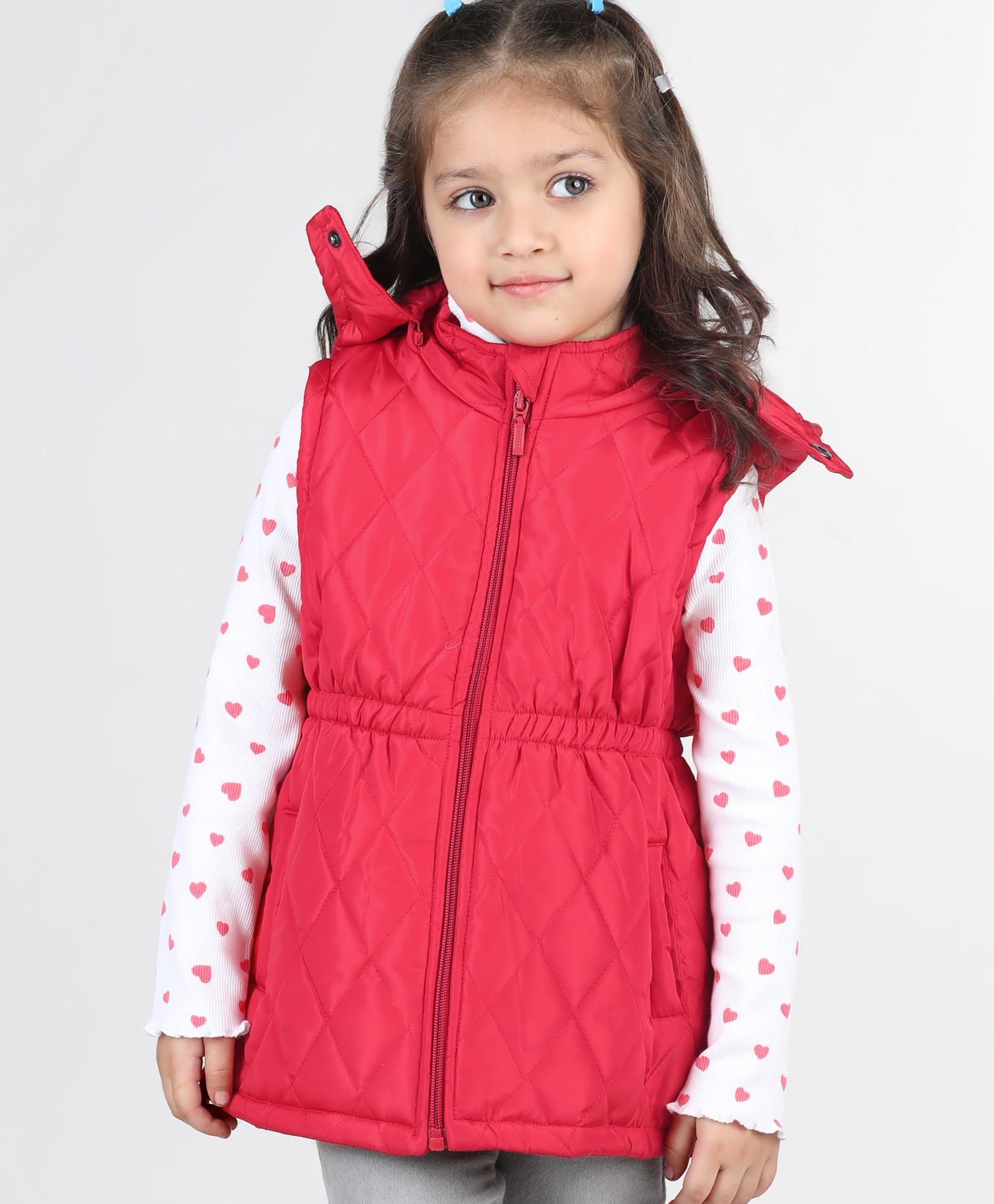 Babyhug Sleeveless Solid Colour Jacket with Removable Hood &  Pocket Detailing - Red-image-34