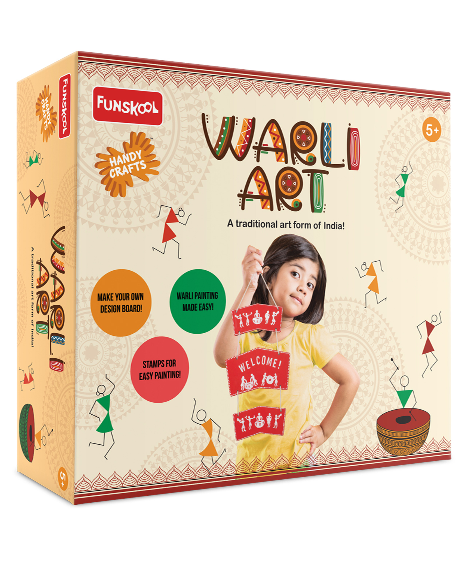 Funskool Handycrafts Warli Art Paint & Stamp DIY Kit - Multicolour-image-43