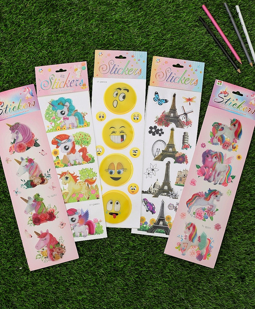 Yellow Bee Smiley, Eiffel tower, Unicorn 3D Stickers Combo, Multicolor, Pack of 5-picture-23