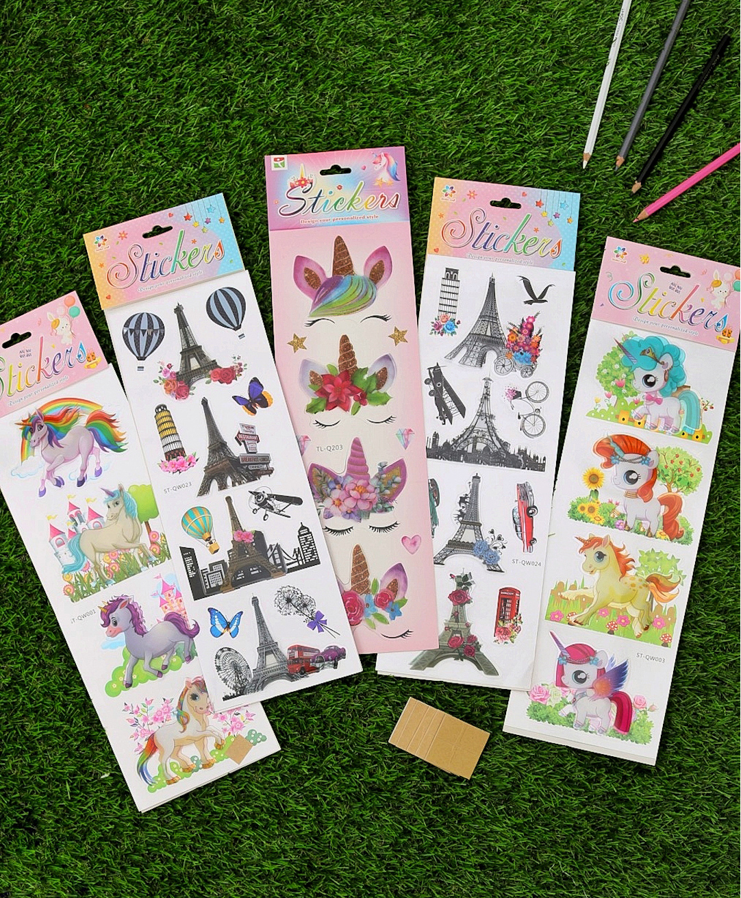 Yellow Bee Eiffel tower, Unicorn 3D Stickers Combo, Multicolor, Pack of 5-picture-27