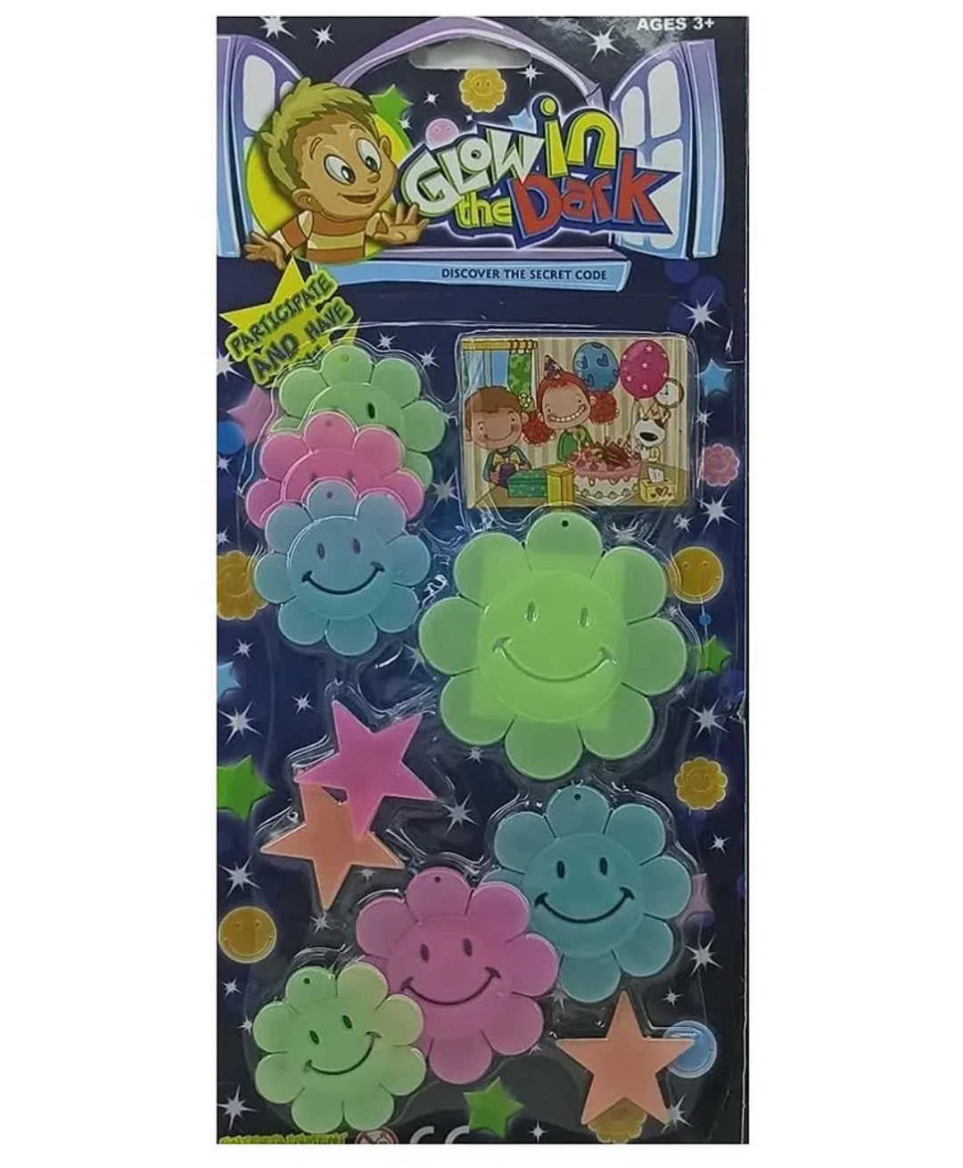 ARCADE TOYS Glow in The Dark Fluorescent Galaxy & Smiley Stickers - Multicolor-picture-31