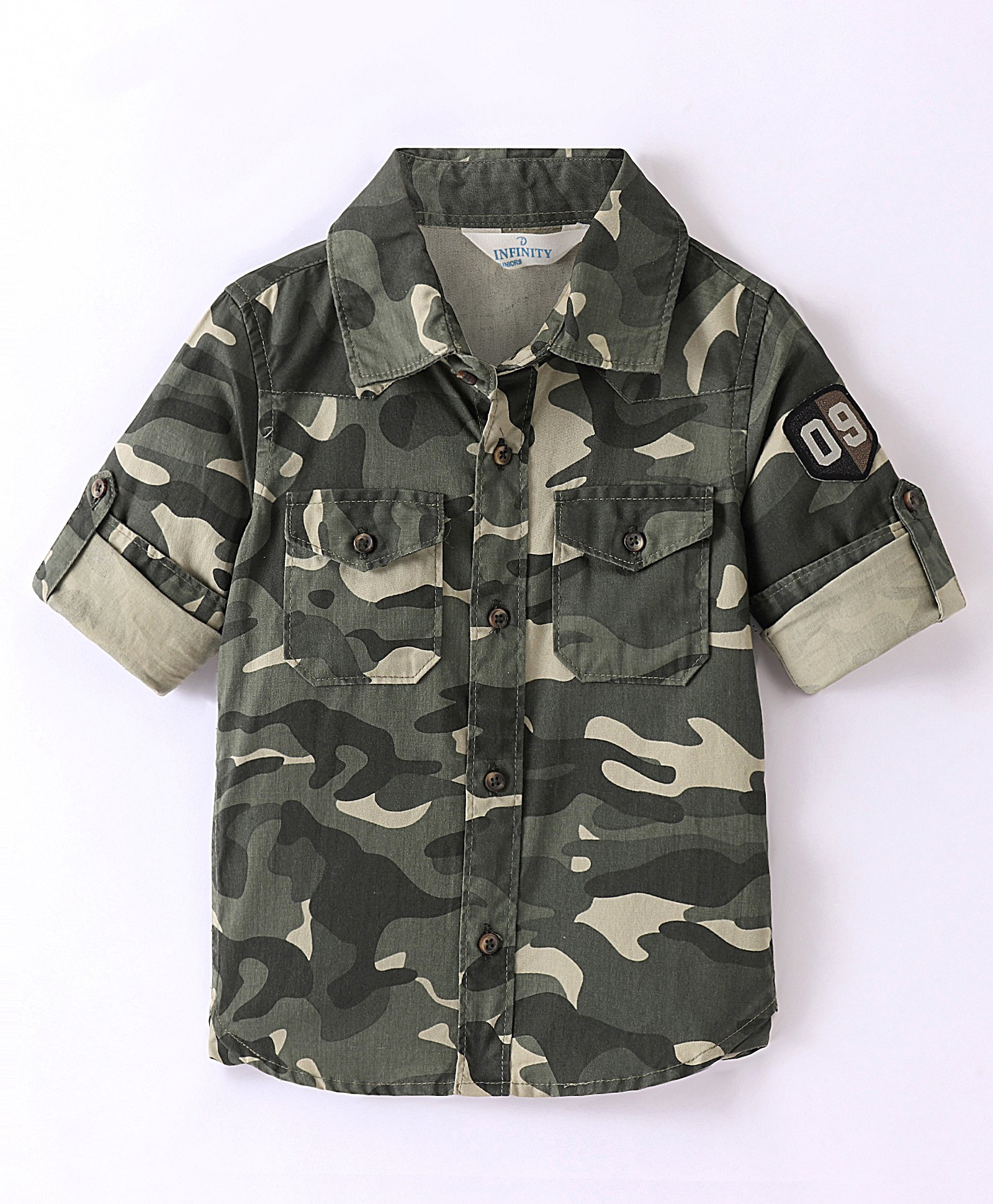 INFINITY Full Sleeves Camouflage Printed Shirt - Green-picture-25