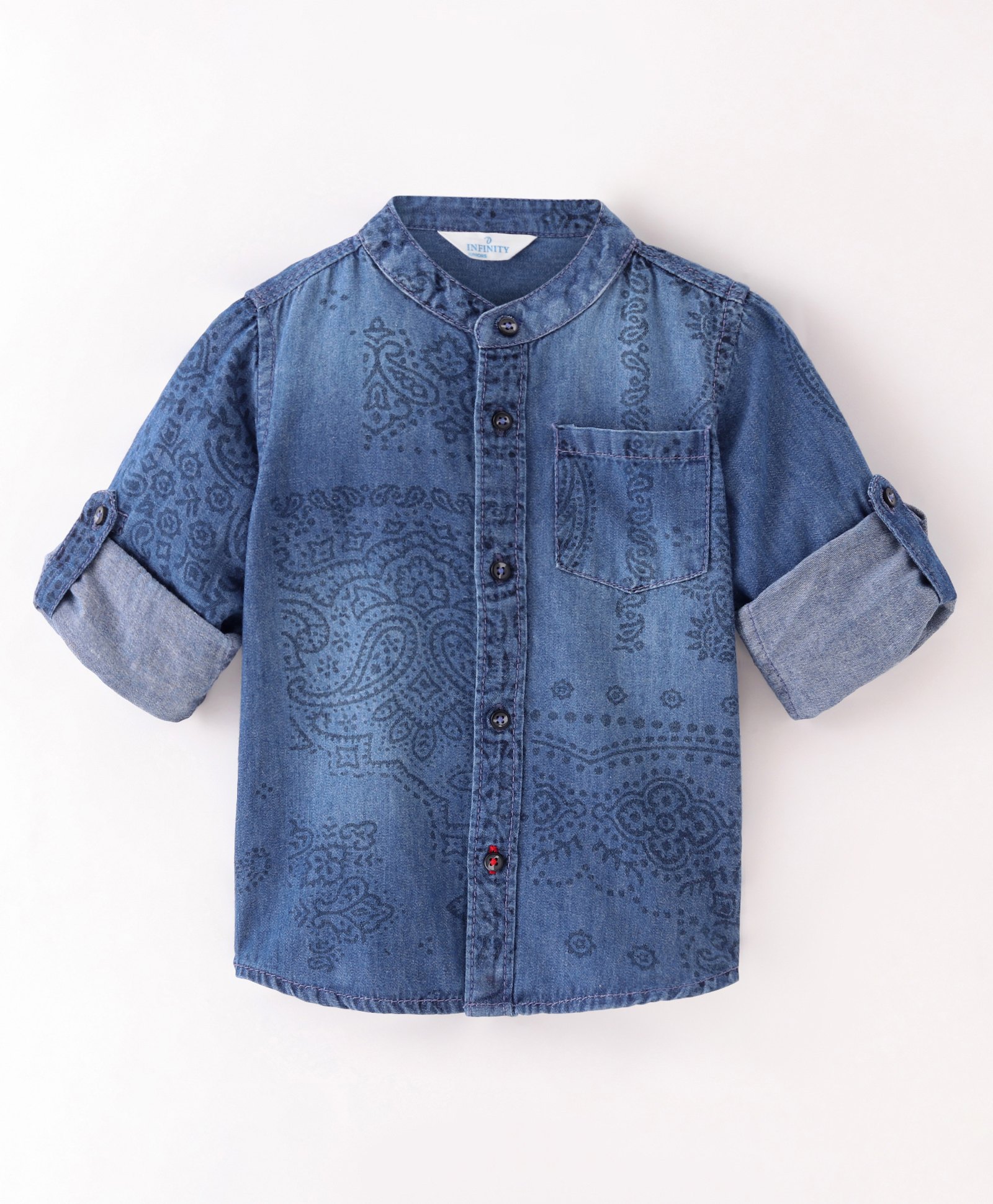 INFINITY Full Sleeves Self Design Printed Shirt - Blue-picture-18