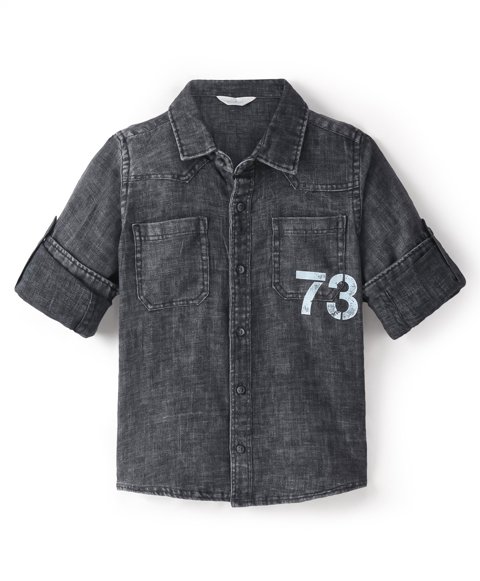 INFINITY Full Sleeves Numerical Printed Shirt - Grey-picture-10