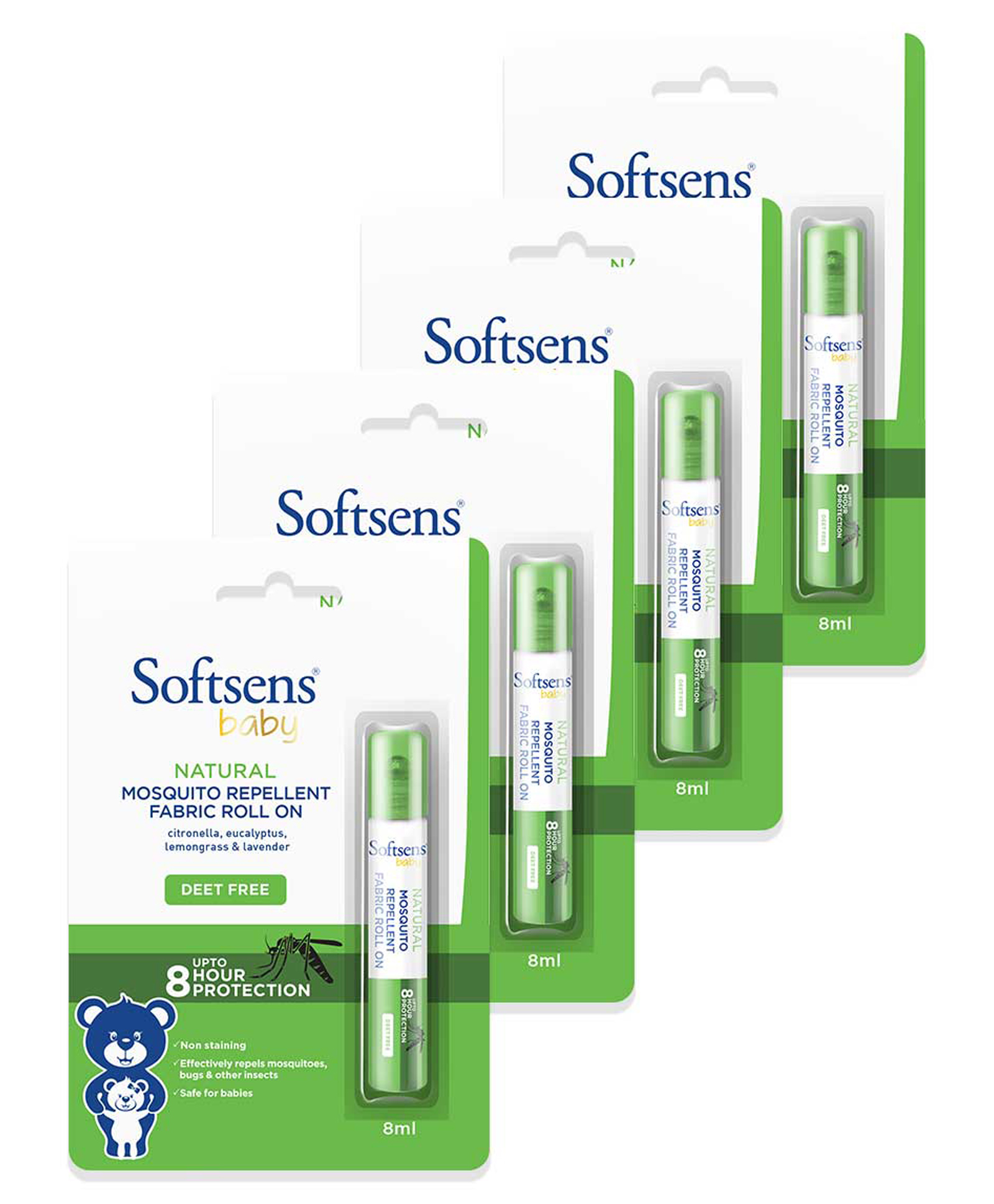 softsens Natural Mosquito Repellent Fabric Roll-On - 8ml - Pack of 4-picture-48