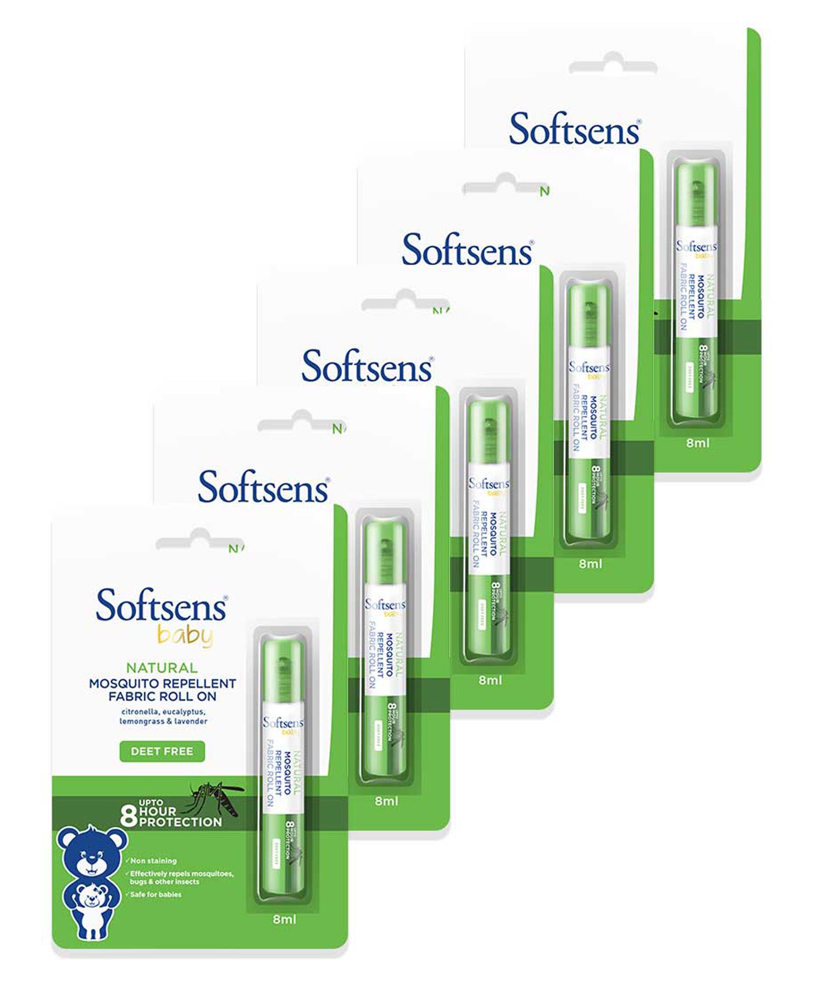 softsens Natural Mosquito Repellent Fabric Roll-On - 8ml - Pack of 5-picture-27