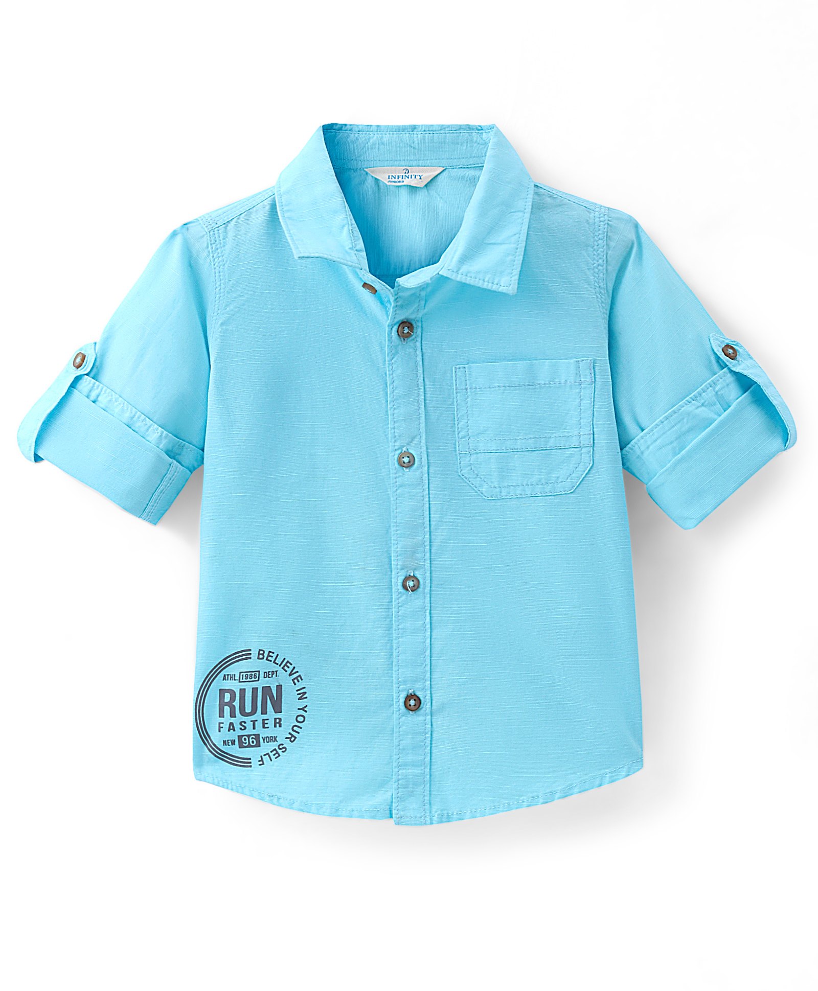 INFINITY Full Sleeves Believe In Your Self Text Printed Shirt - Blue-picture-19