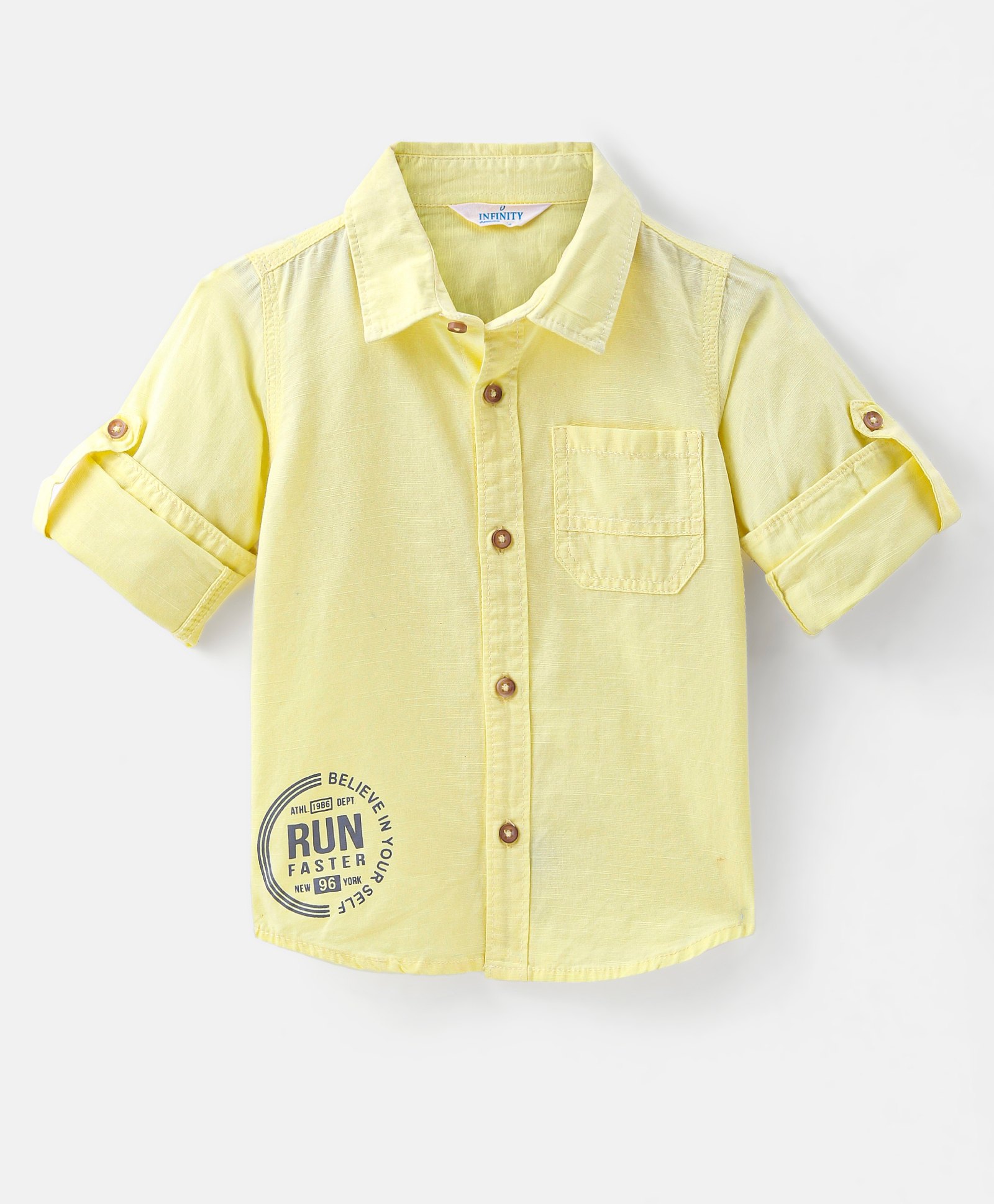 INFINITY Full Sleeves Believe In Your Self Text Printed Shirt - Yellow-image-10