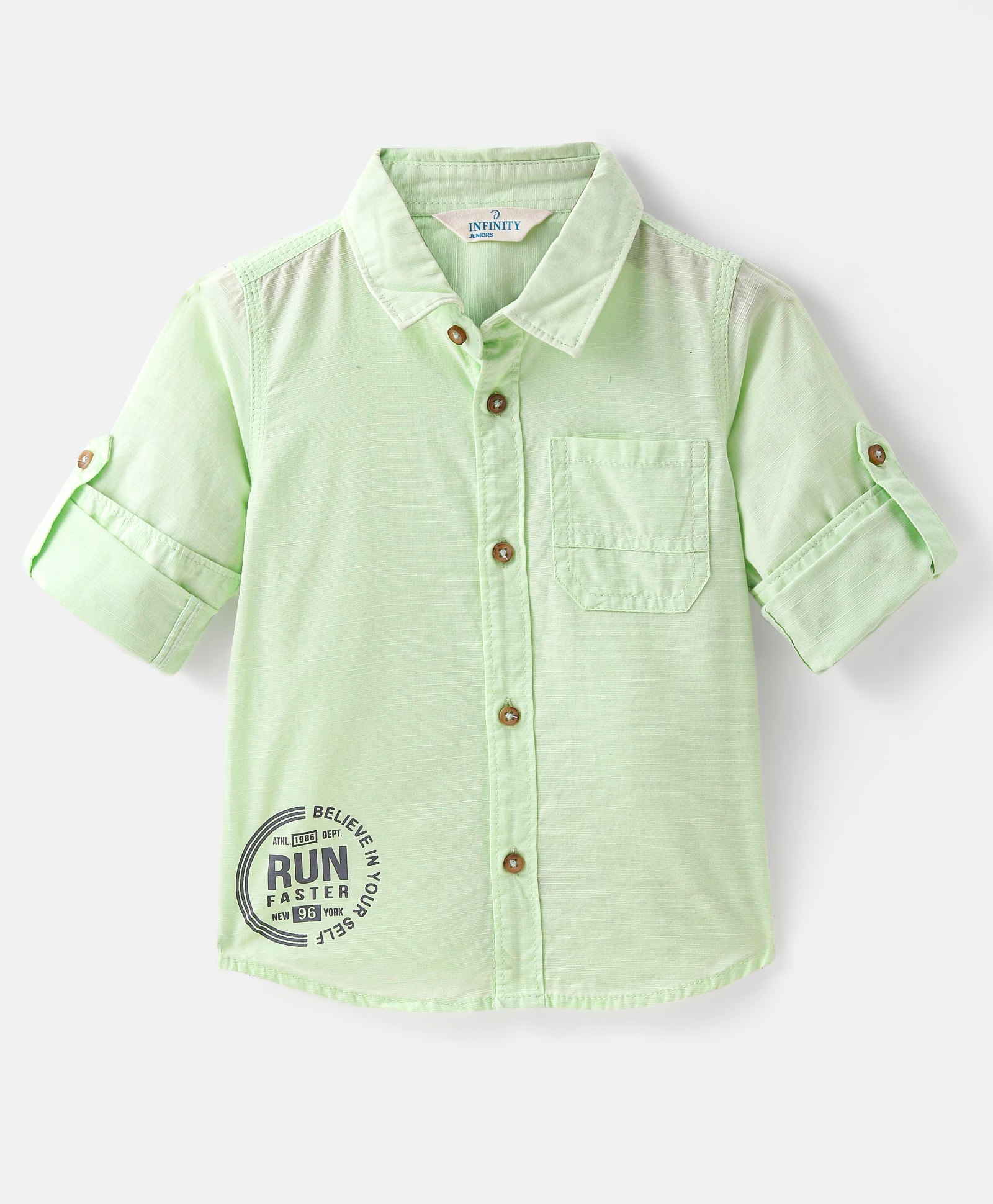 INFINITY Full Sleeves Believe In Your Self Text Printed Shirt - Green-picture-24