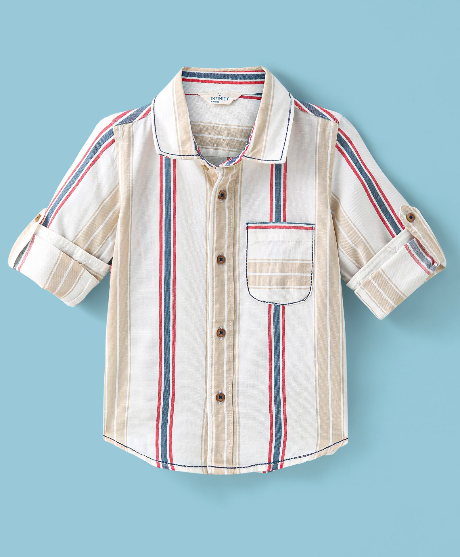 INFINITY Full Sleeves Striped Shirt - Brown-picture-13