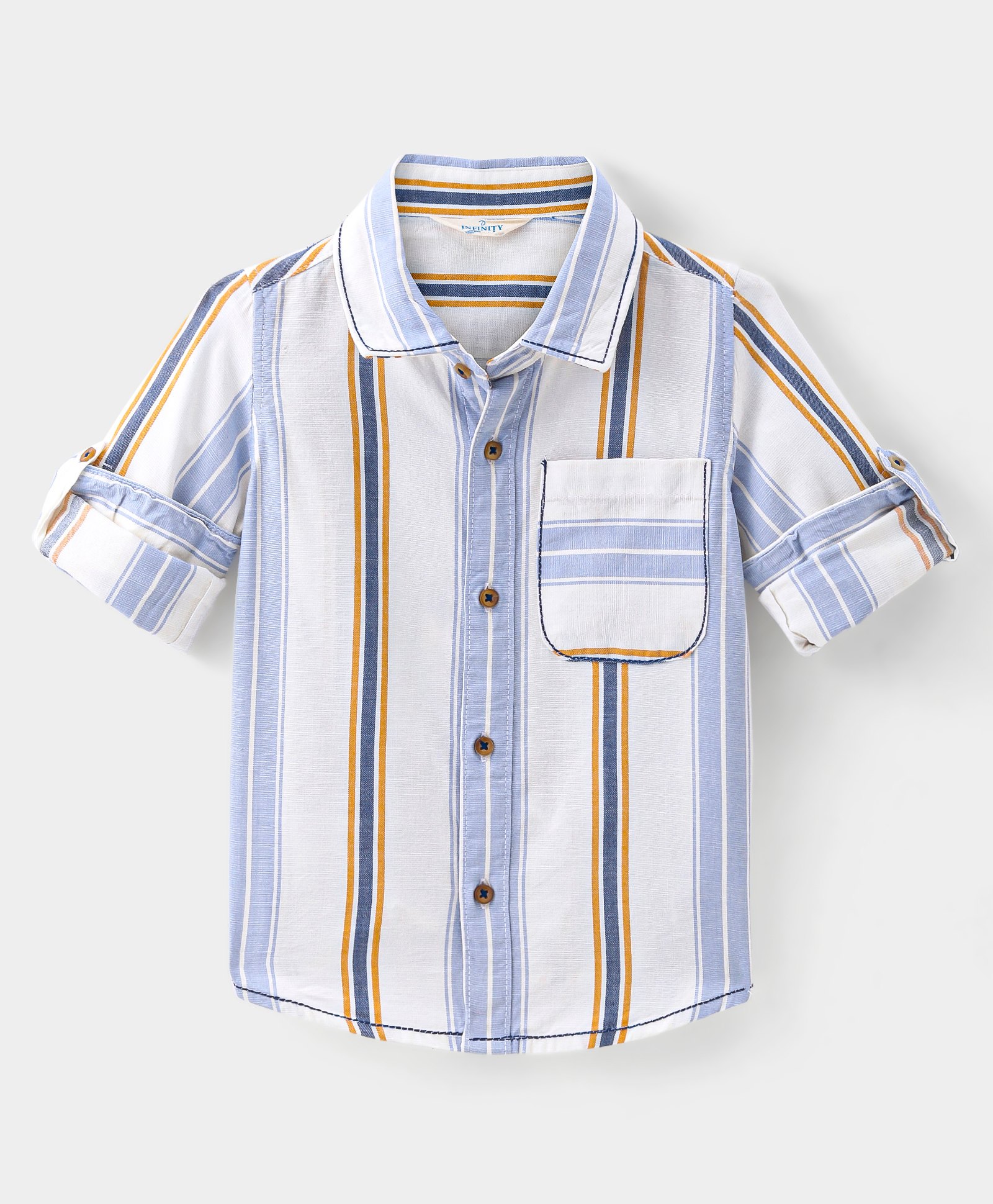 INFINITY Full Sleeves Striped Shirt - Blue-image-31