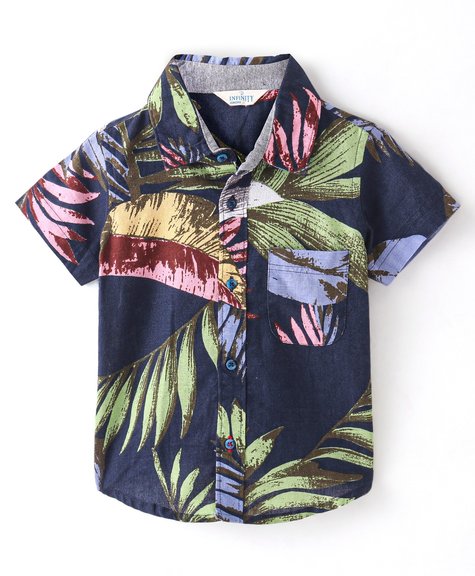 INFINITY Half Sleeves Leaves Printed Shirt - Multi Color-picture-21