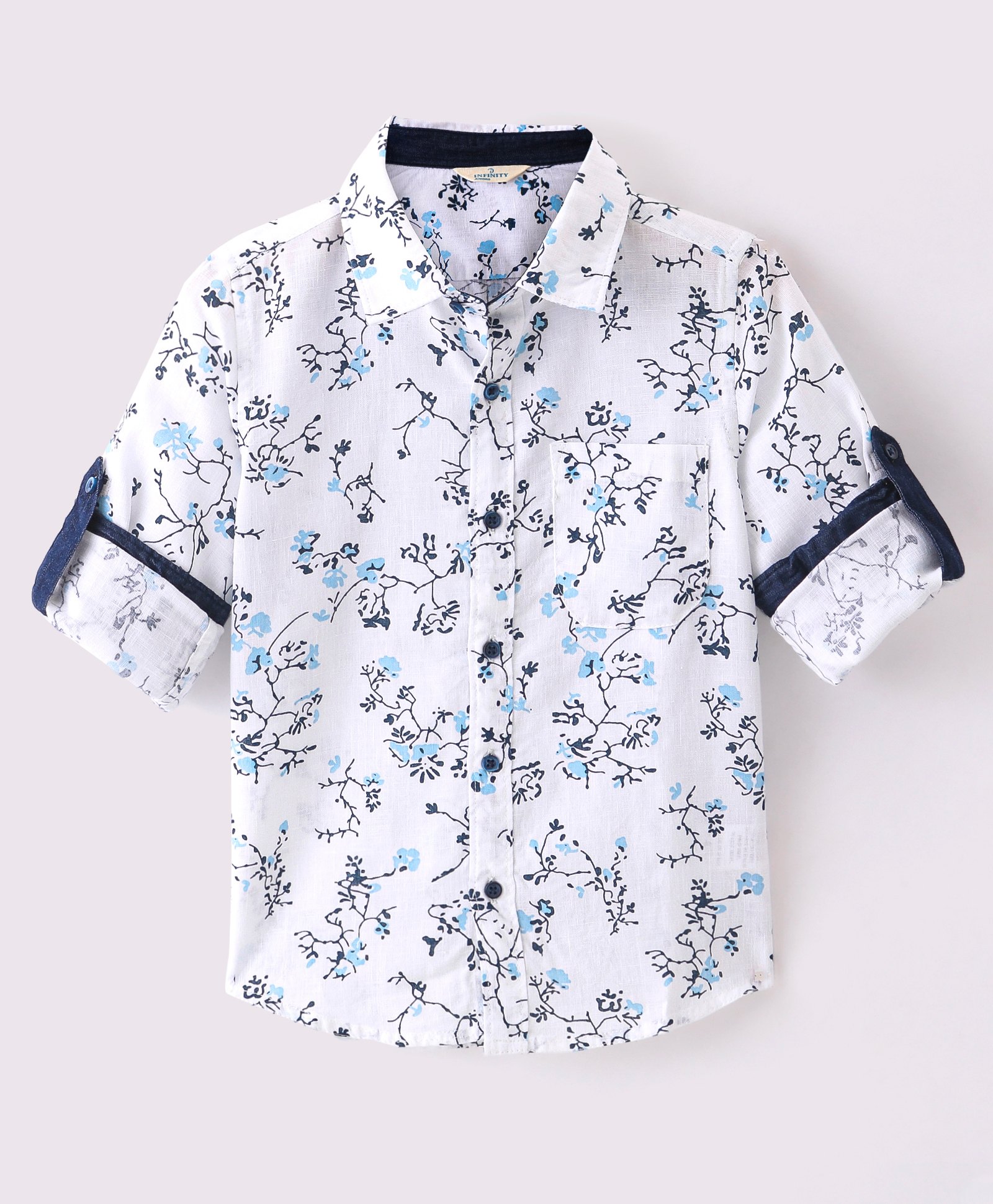 INFINITY Full Sleeves Floral Printed Shirt - White-picture-15