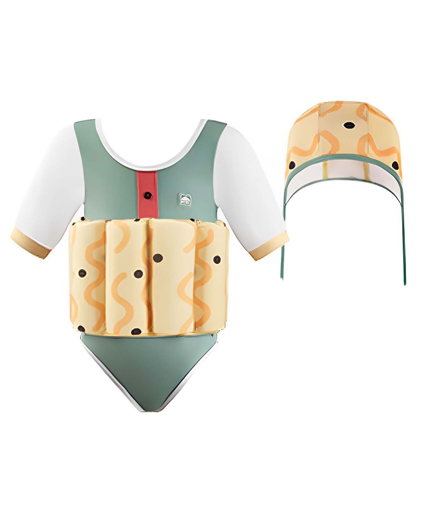 Little Surprise Box Full Sleeves Curves Printed Swimsuit With Bag - Olive & Yellow-image-5