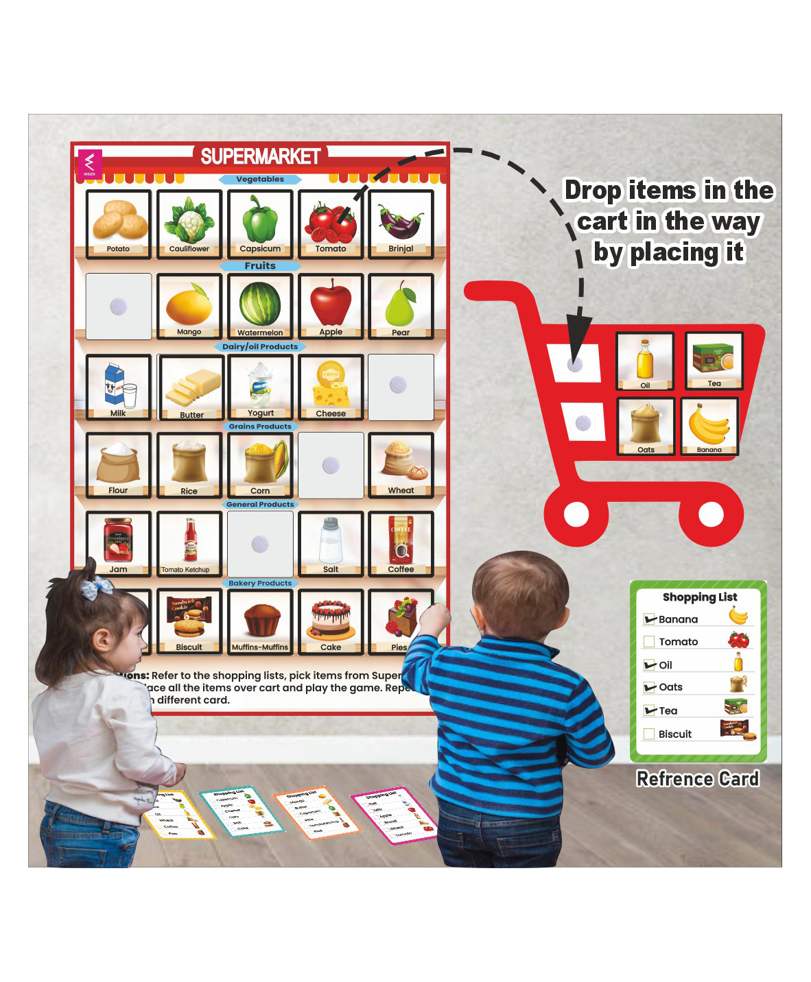 WISSEN Wooden Supermarket Velcro Wall Activity learninggame for Kids-picture-7