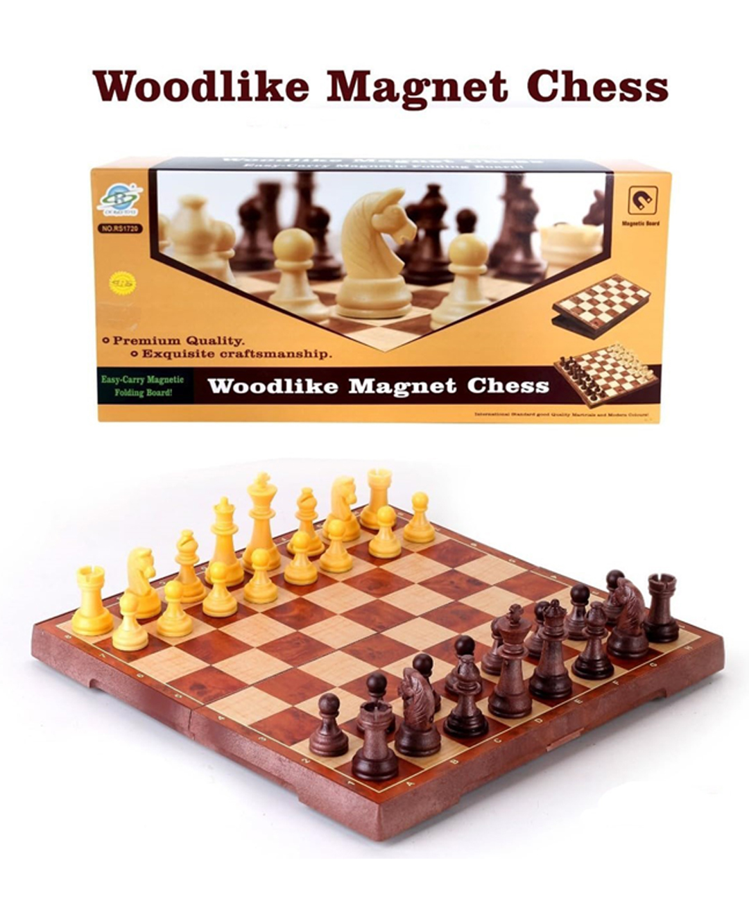 YAMAMA Magnetic Games Woodlike Magnet Chess Board Game With Folding Chess Board Premium Quality Staunton Chess Pieces And Storage Box For Kids And Adults - Multicolor-picture-20