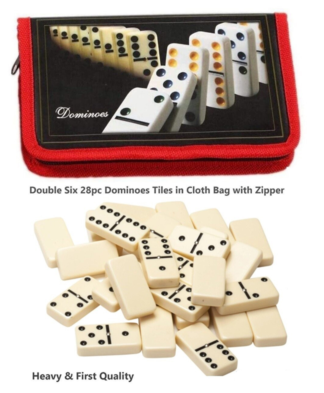 YAMAMA Domino Game Double Six Dot Dominoes 28 Pieces White Tiles Domino Set For 2-4 Players With Carry Pouch Bag Fun Entertaining Travel And Family Parties Game For Kids Adults And Friends Family  Color May Vary-image-36
