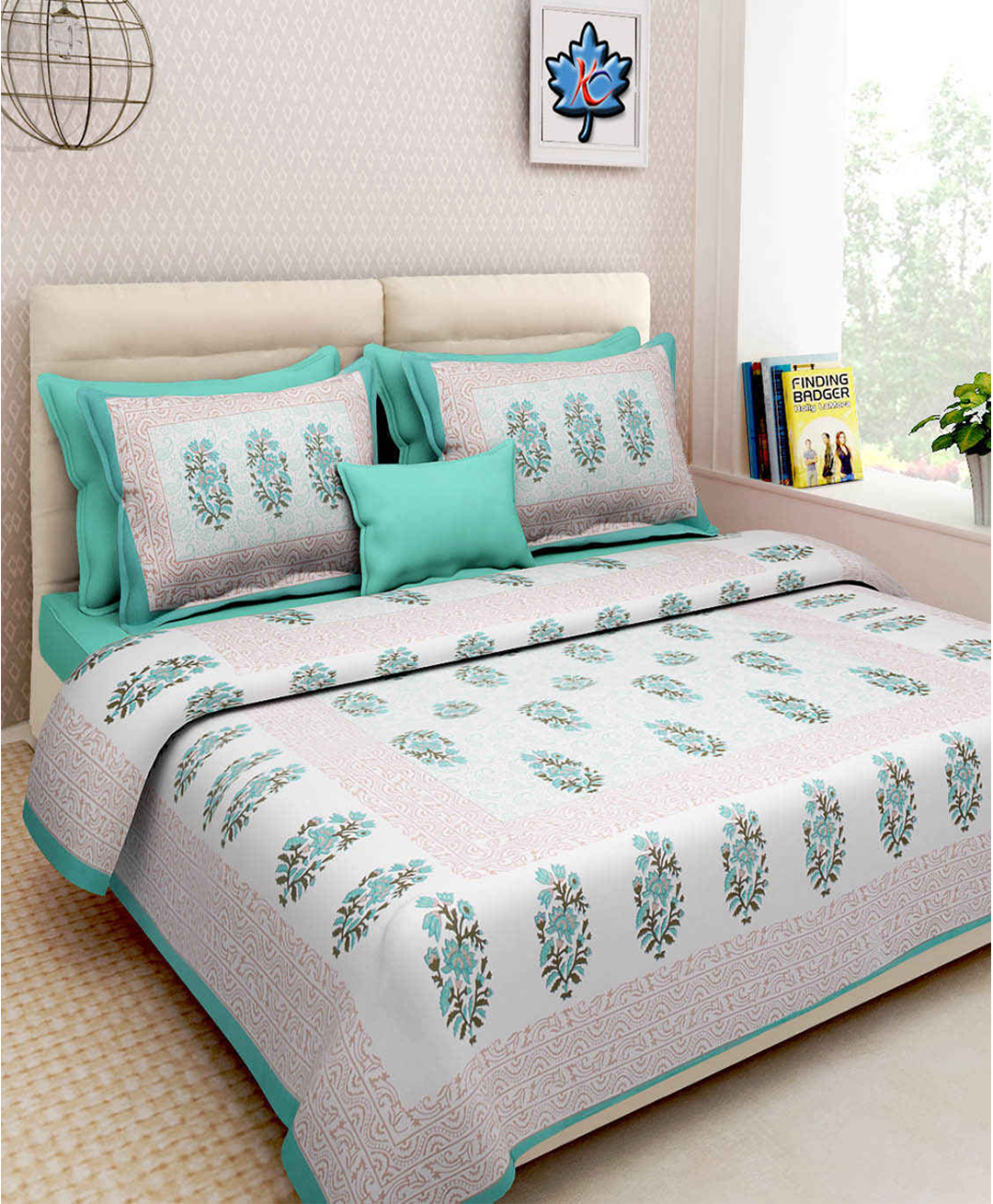 UniqChoice Pure Cotton Jaipuri Traditonal Double BedSheet With 2 Pillow Cover-picture-45