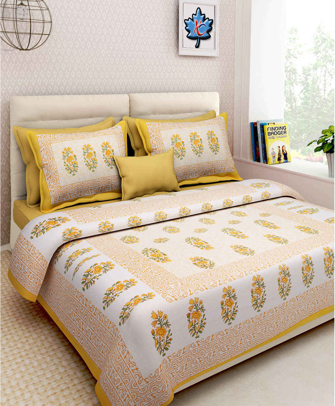 UniqChoice Pure Cotton Jaipuri Traditonal Double BedSheet With 2 Pillow Cover-picture-19