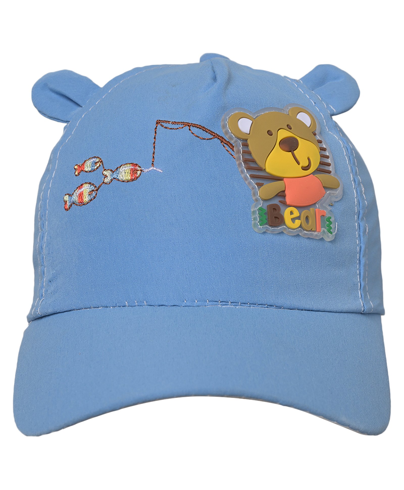 Kid-O-World  Teddy Bear Applique Cotton Cap - Blue-image-4