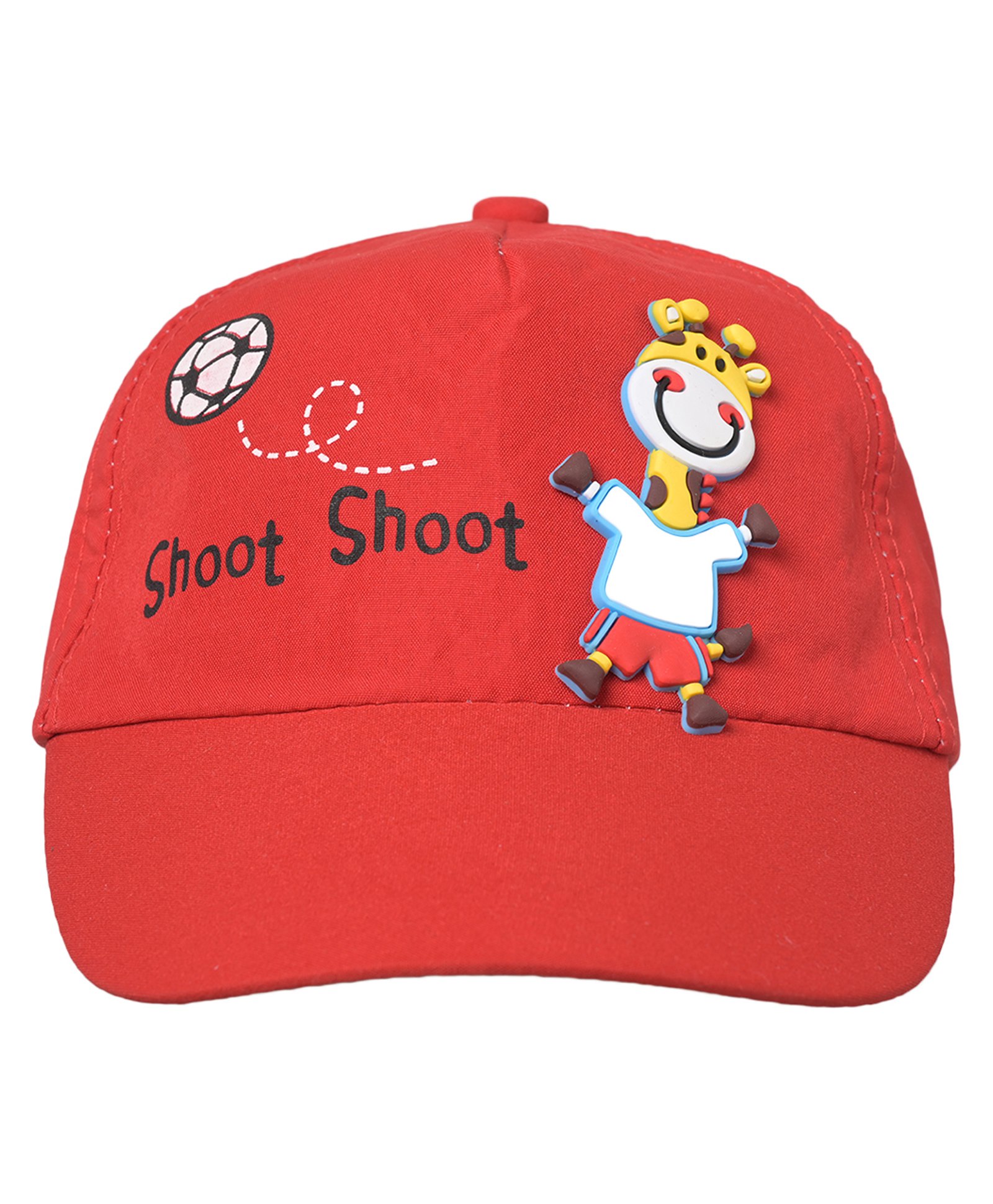 Kid-O-World Giraffe Embroidered Cotton Cap - Red-image-3