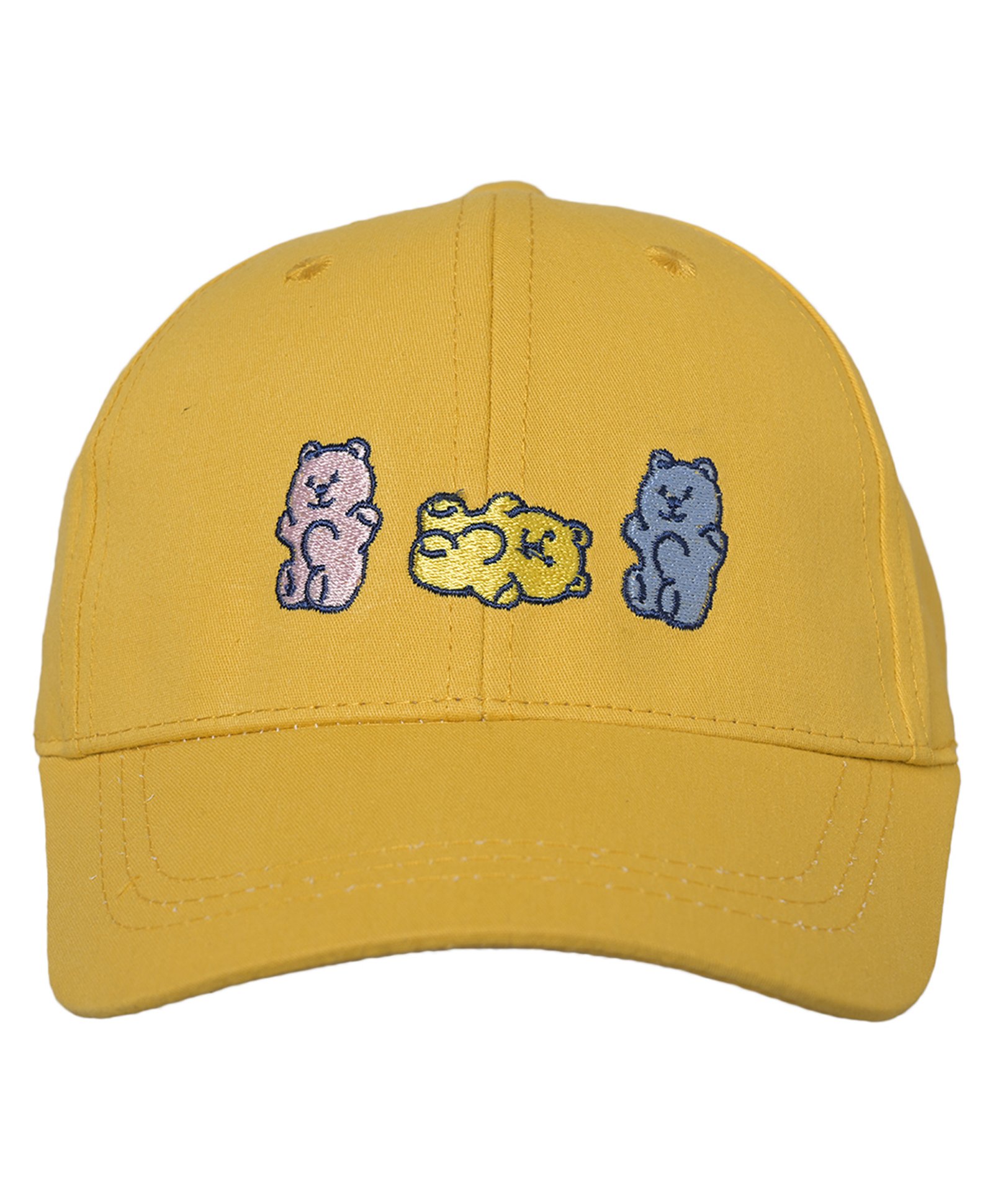 Kid-O-World  Bear Embroidered Cotton Cap - Yellow-image-2