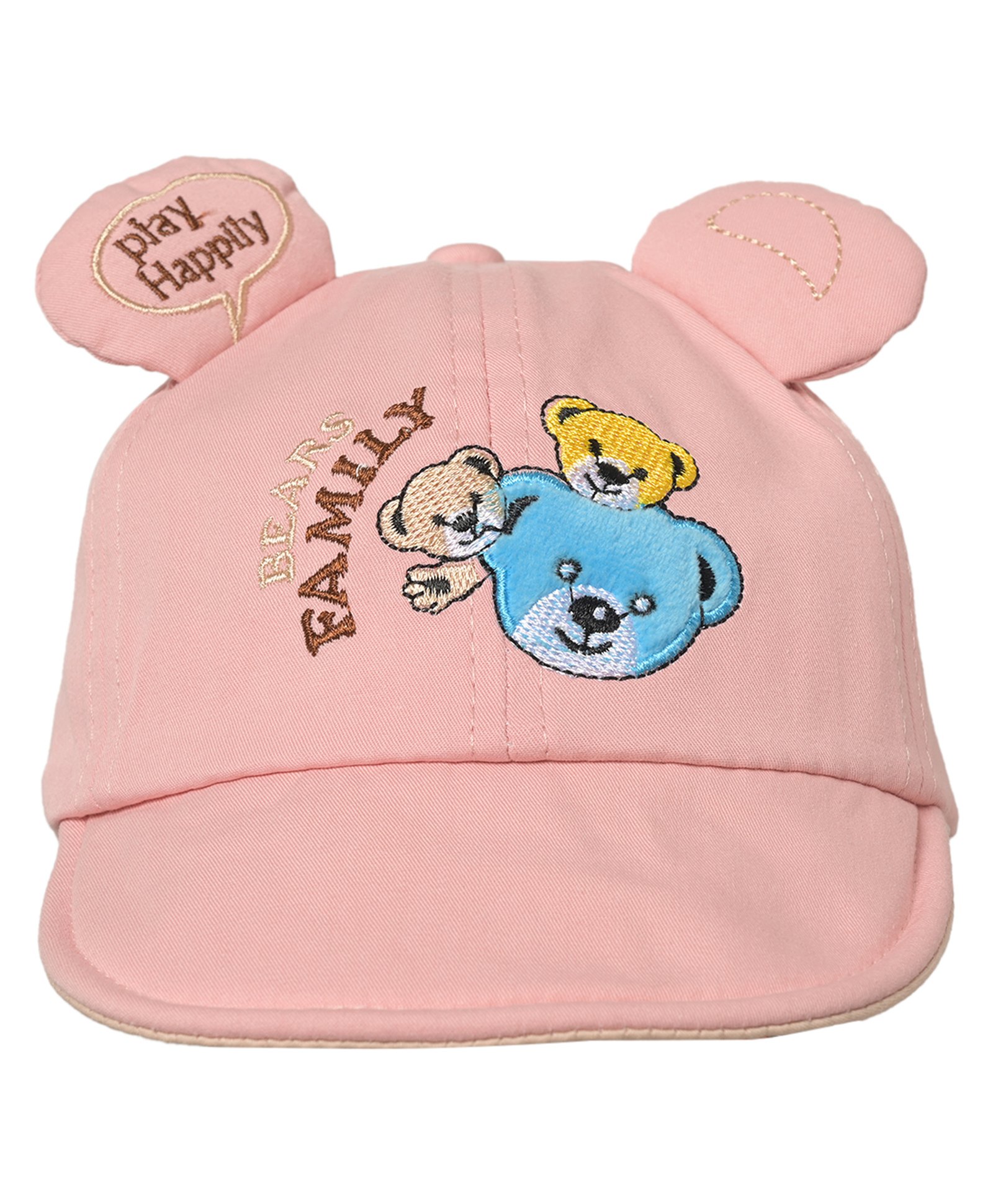 Kid-O-World Cotton Bear Family Detailed Cap - Peach-image-9