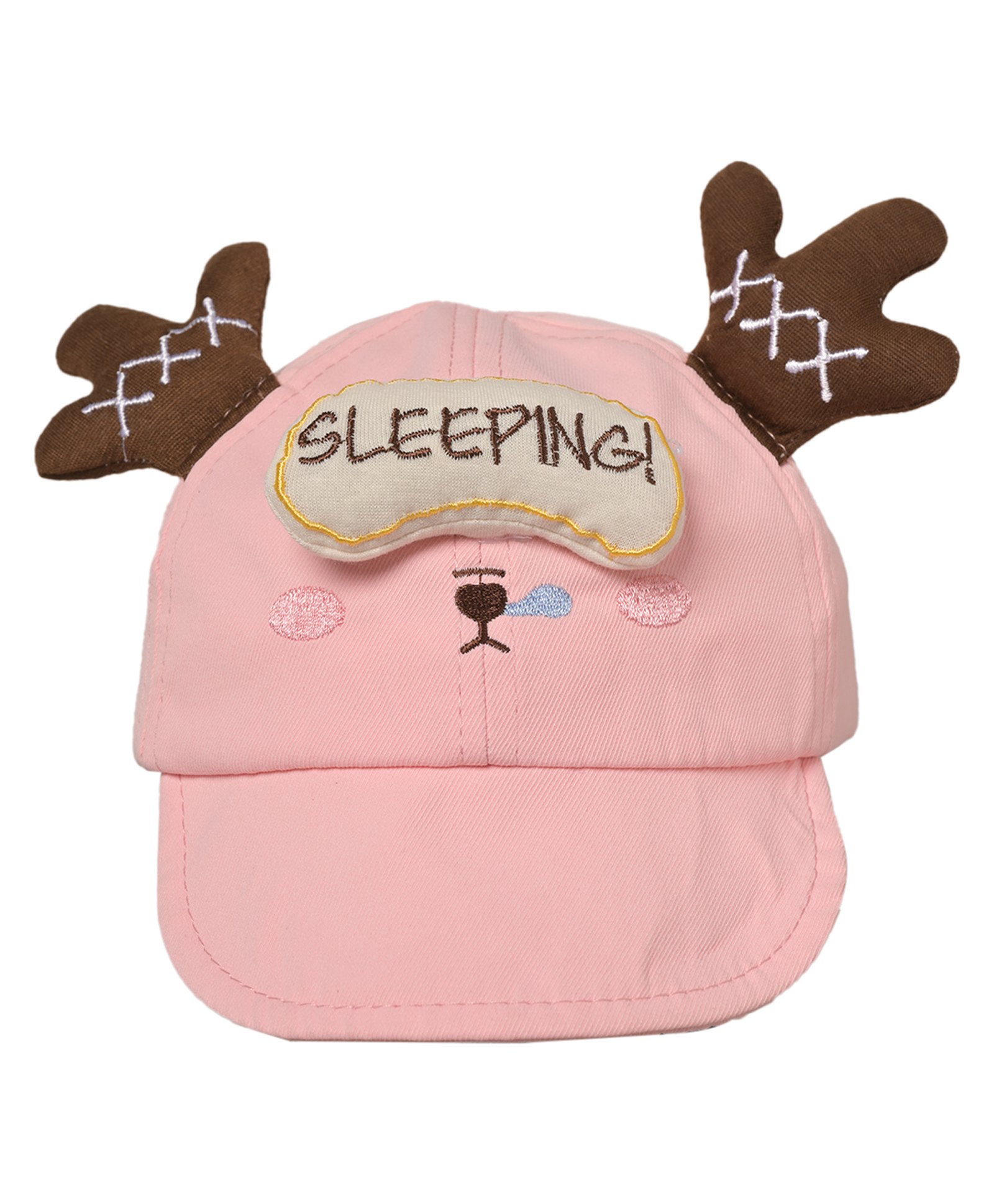 Kid-O-World Cotton Sleeping Patch Detailed Cap - Peach-image-13