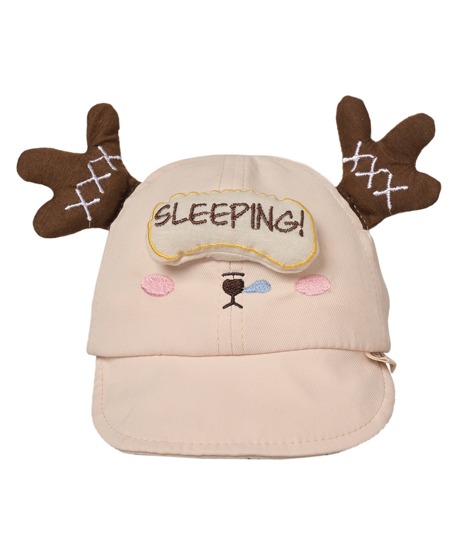 Kid-O-World Cotton Sleeping Patch Detailed Cap - Beige-picture-15