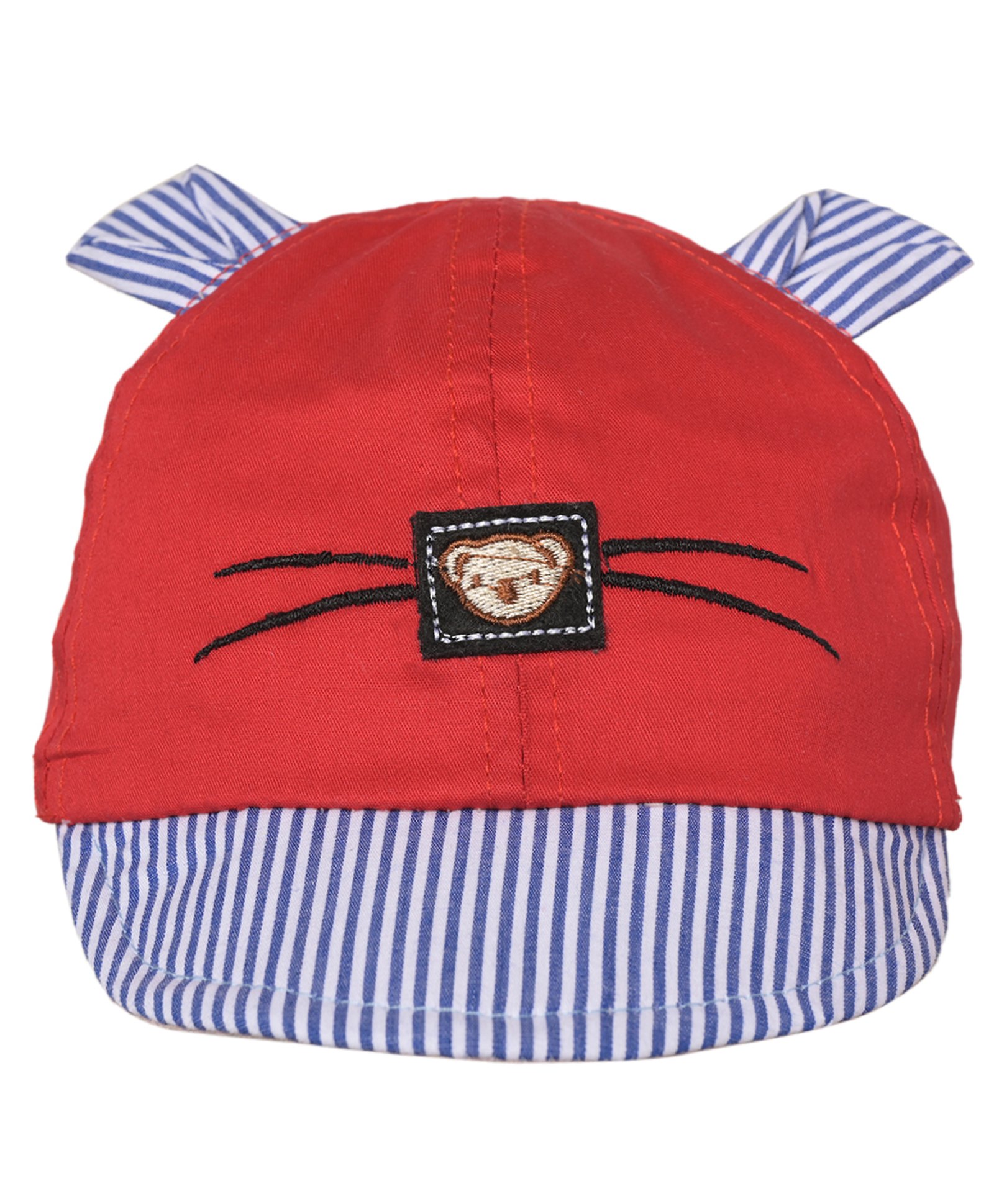 Kid-O-World Cotton Animal Detailed & Striped Cap - Red-image-11