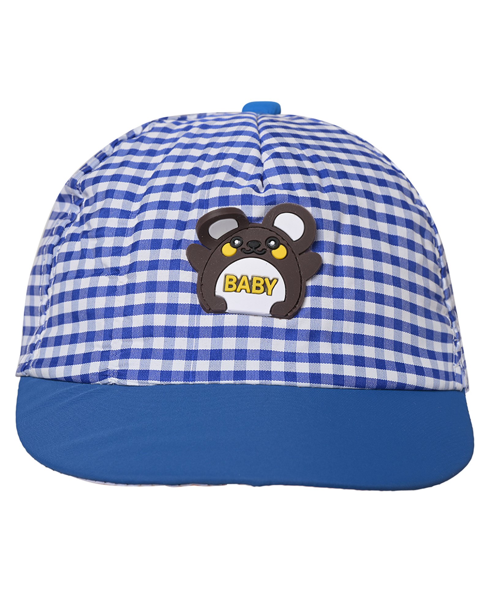 Kid-O-World Animal Applique Detailed Checked Cotton Cap -  Dark Blue-image-2
