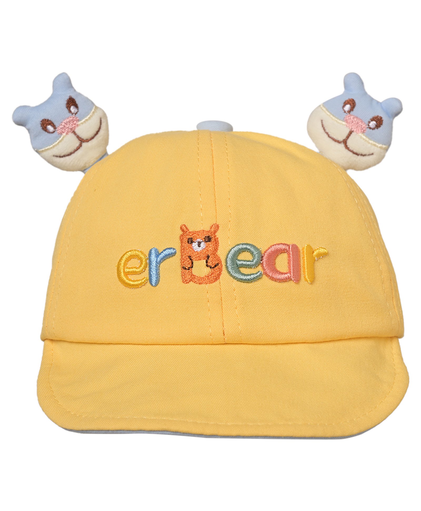 Kid-O-World Bear Embroidered & Ear Applique Detailed Cotton Cap - Yellow-picture-23
