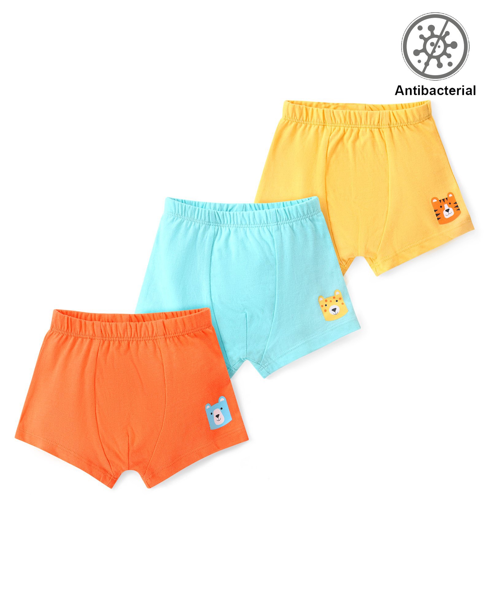 Babyhug 100% Cotton Knit Antibacterial Trunks Tiger Print Pack of 3 - Multicolour