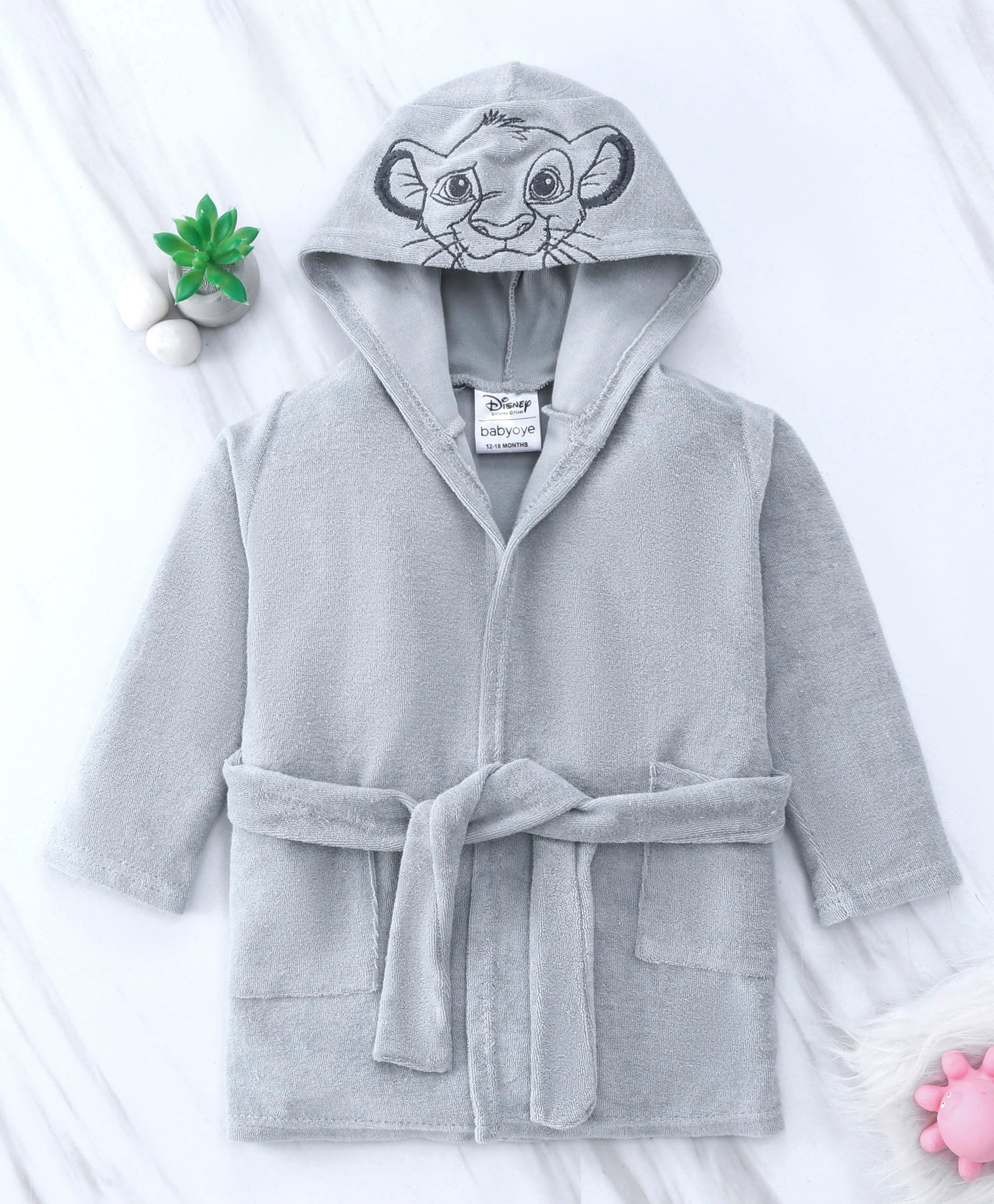 Babyoye Disney  Hooded Bath Robe With Pockets and Lion King Graphics - Grey-picture-16