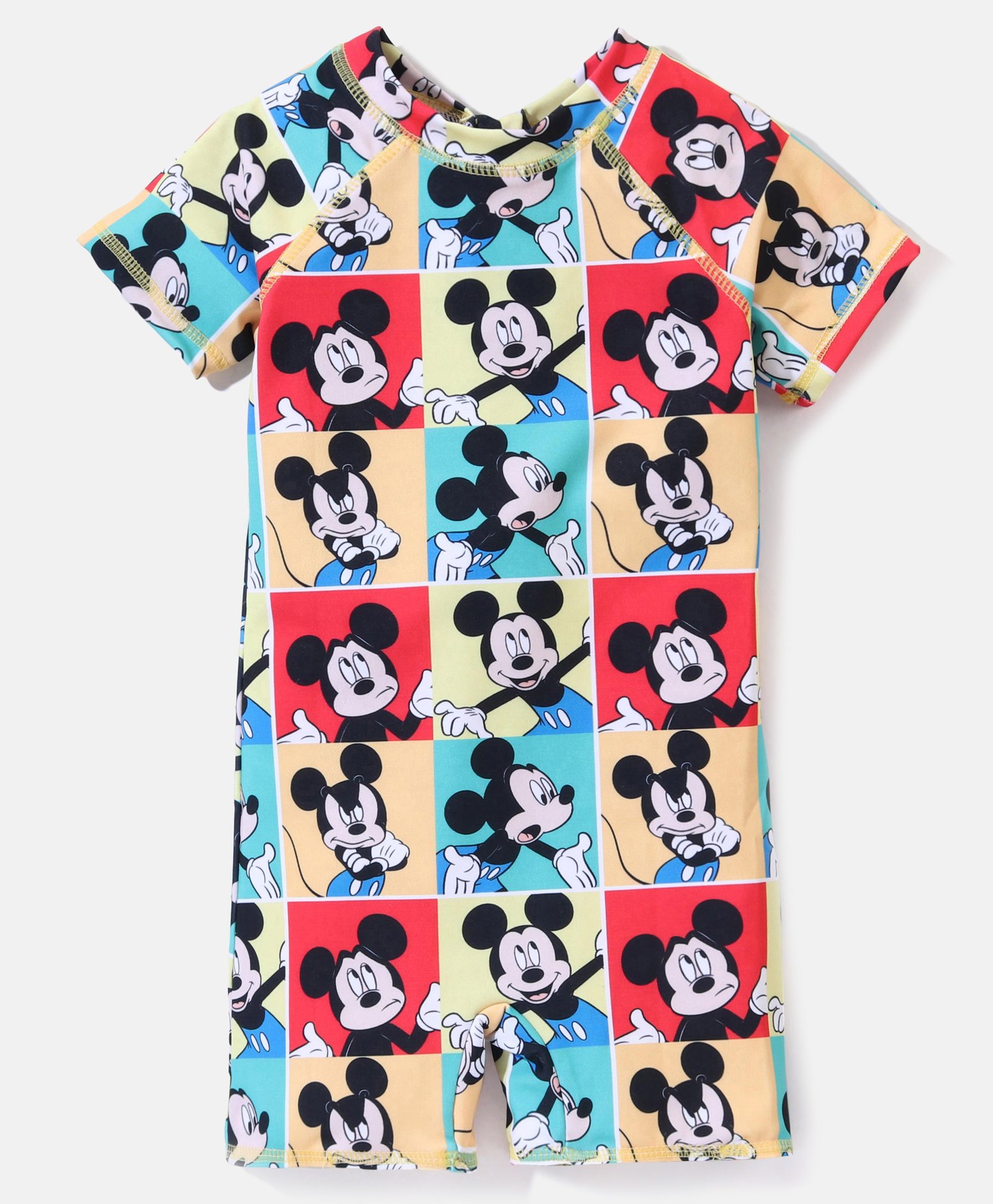 Babyhug Disney Raglan Sleeves Legged Swimsuit With Mickey Mouse Graphics - Multicolour-picture-24