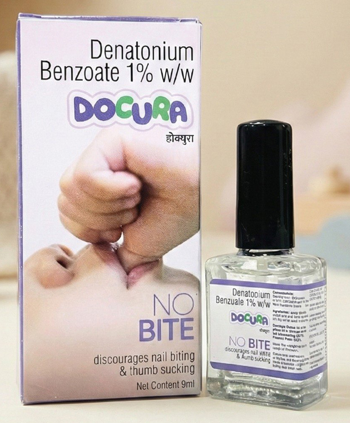 Docura No Bite | Thumb Sucking | Baby Nail Biting Nail Polish | Curated by Paediatricians | 9 ml | Pack of 1