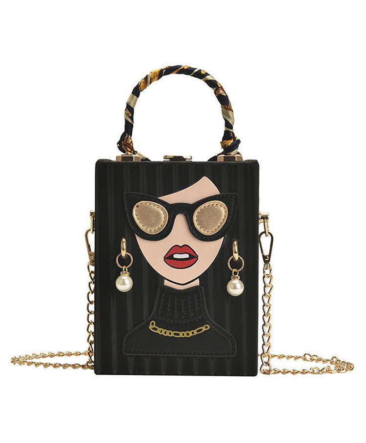 PRIAANSHA CREATIONS Fun Quirky clutch box - BLACK-image-5