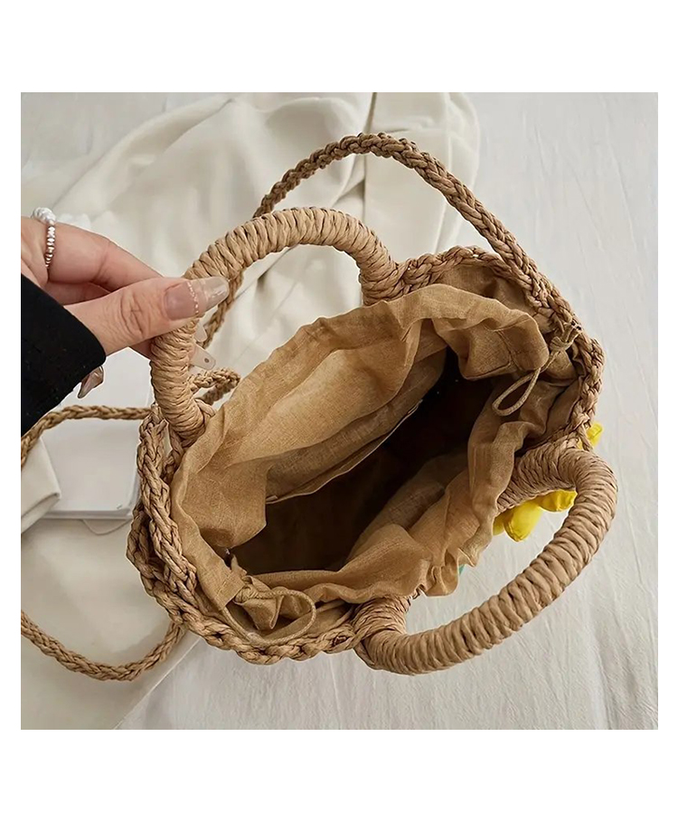 PRIAANSHA CREATIONS Trendy Retro Handwoven Handbag- BROWN-image-3