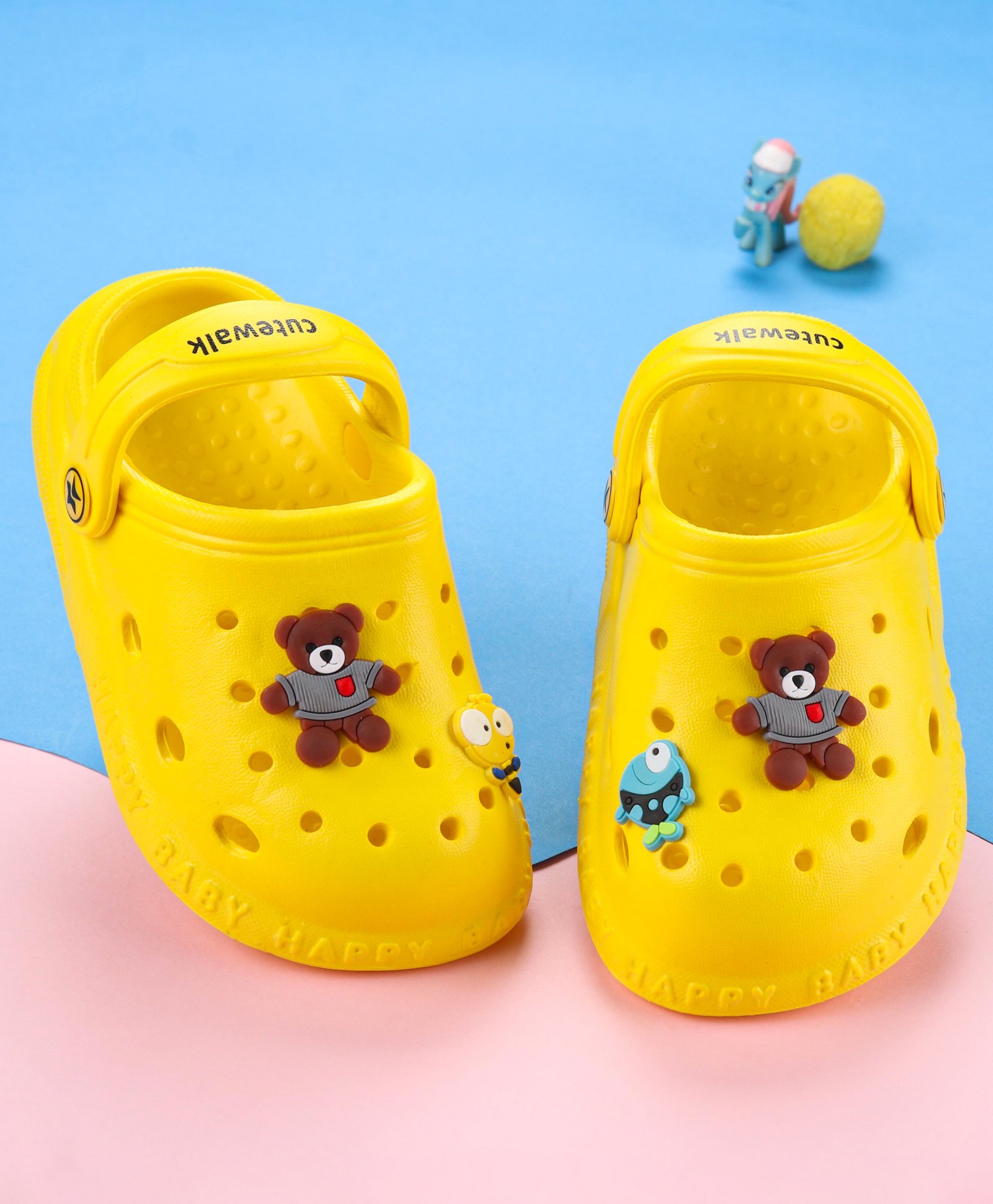 Cute Walk by Babyhug  Back Strap Closure Clogs With Bear & Fish Applique- Yellow-picture-13