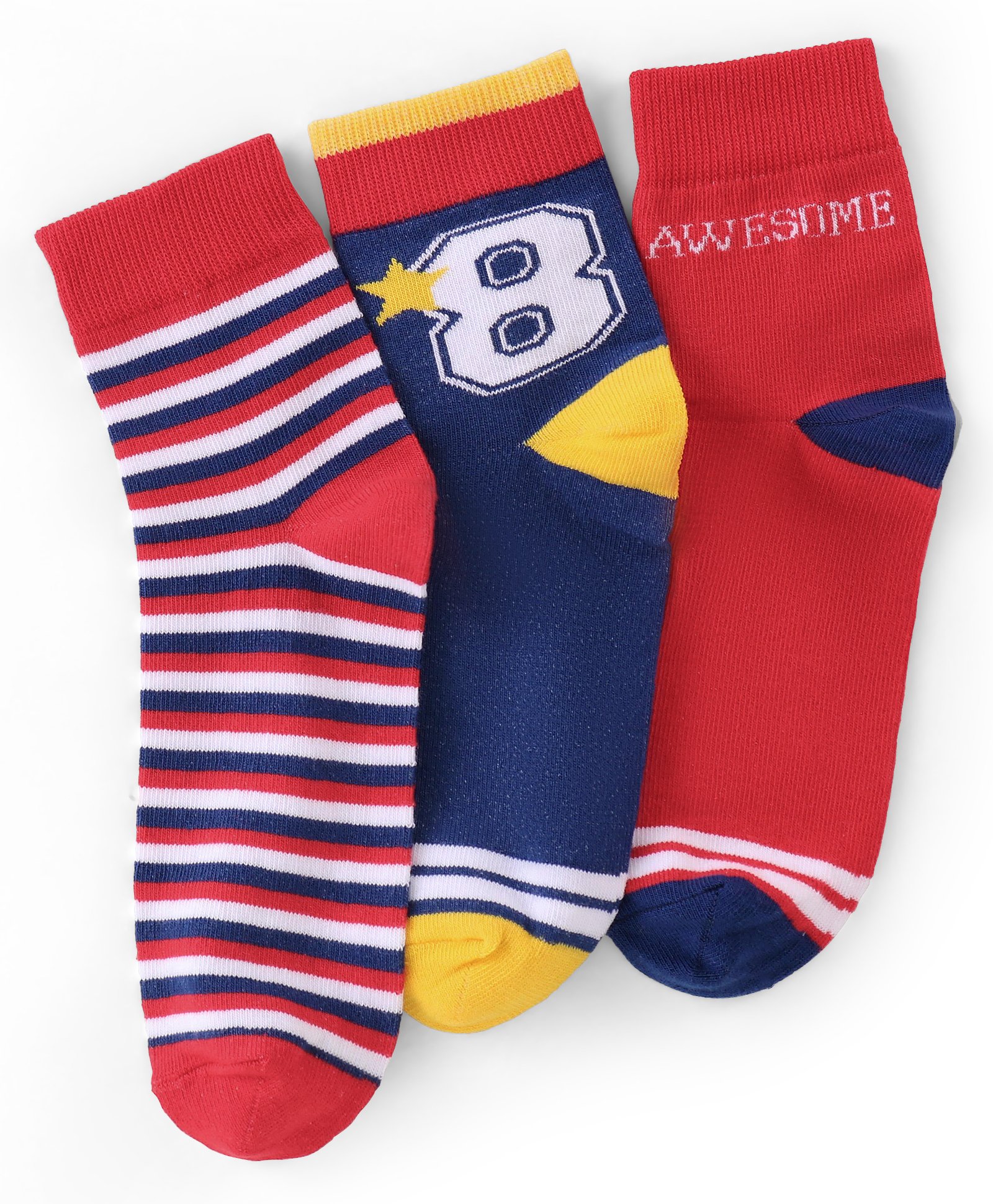 Pine Kids Nylon Spandex Ankle Length Socks Stripes Print Pack of 3 -  Multicolor-image-12