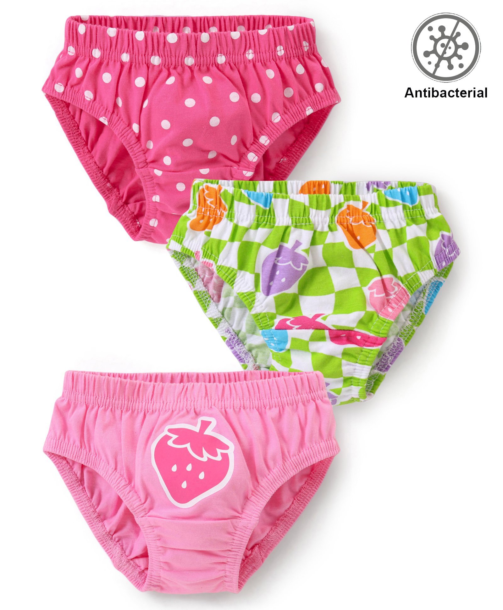 Babyhug 100% Cotton Single Jersey Anti Bacterial Panties  with Strawberry and Polka Dots Print Pack of 3 - Multicolor-picture-14