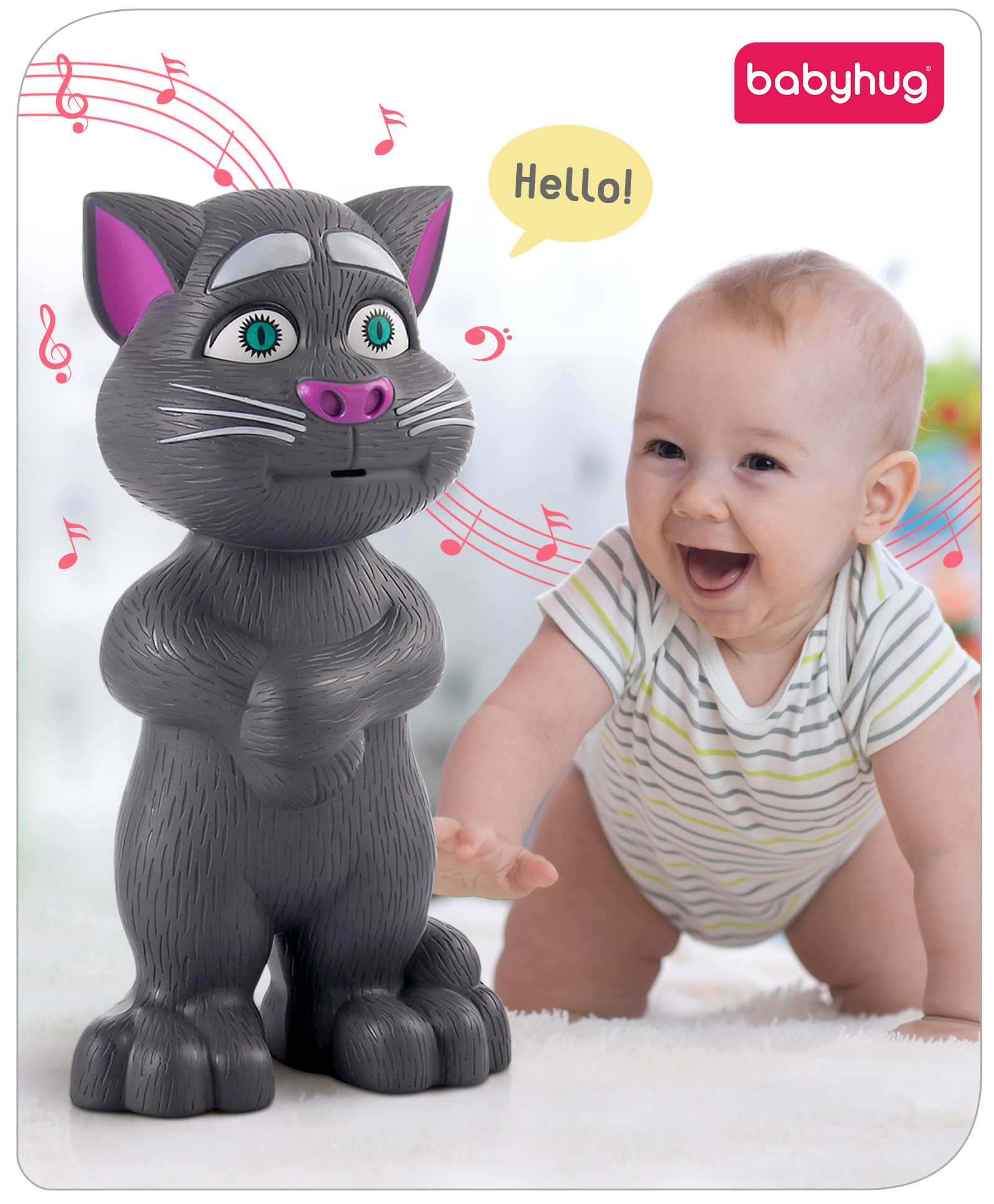 Babyhug Musical Talking Tom Cat - Grey